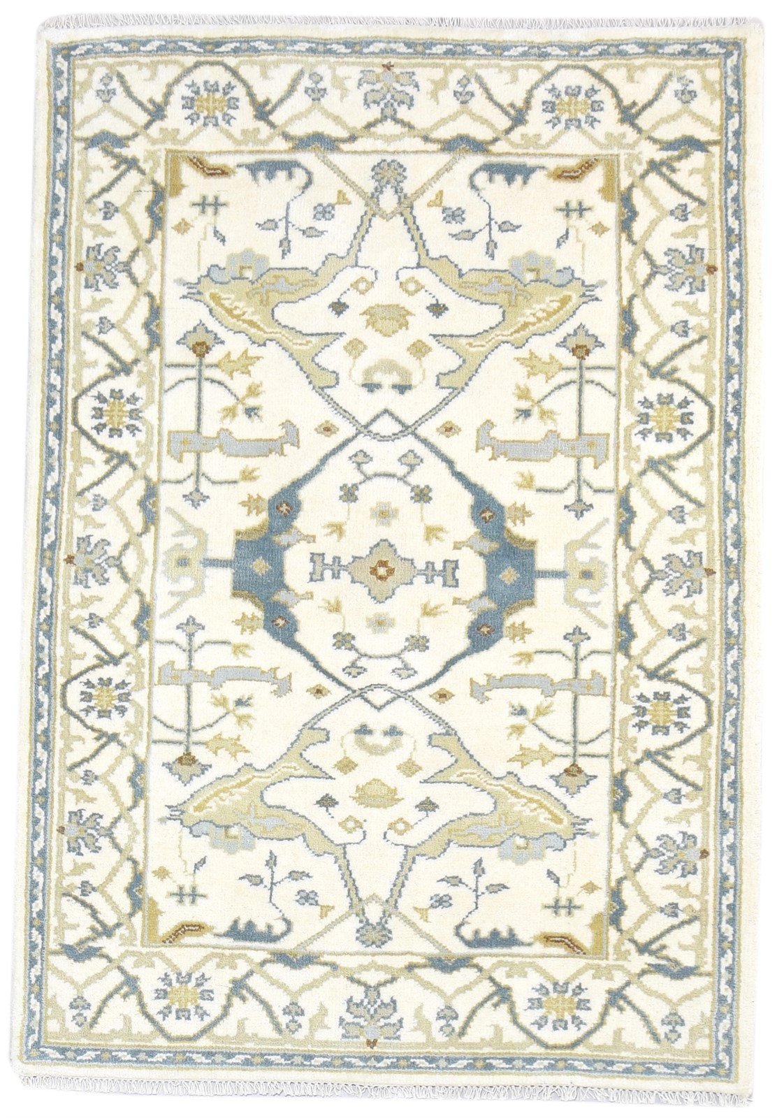 Wool Cream Rug 4' X 6' Persien Hand Knotted Oushak Oriental Room Size Carpet   7864328454293