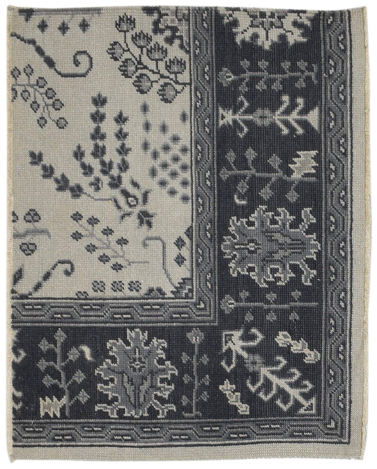 Wool Cream Rug 4X3 Persian Hand Knotted Sarouk-Indian Oriental Room Size Carpet   7864087019669