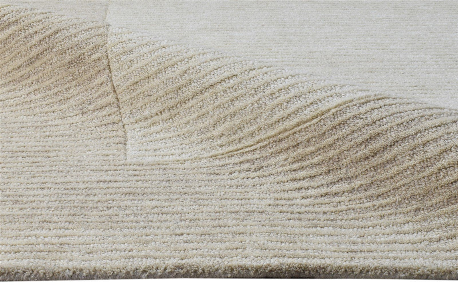 Wool Cream Rug 5' X 8' Modern Hand Tufted Scandinavian Bordered Room Size Carpet   7865187500181