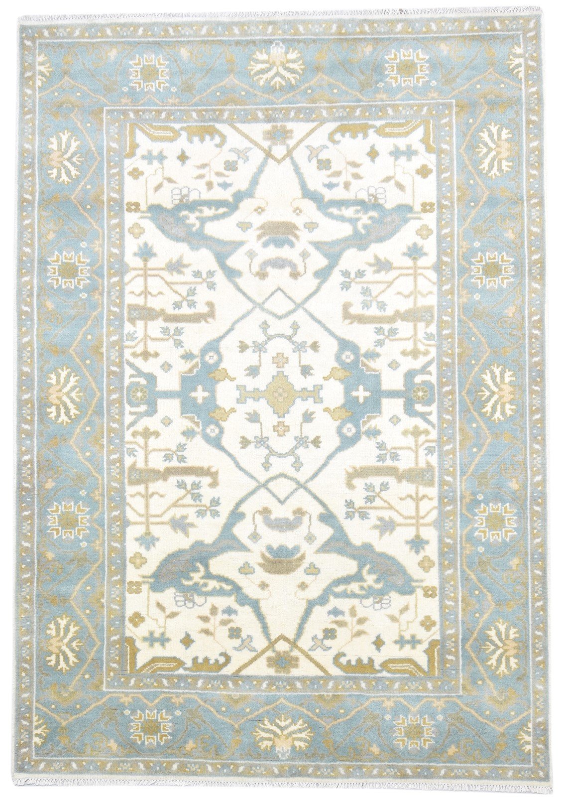 Wool Cream Rug 6' X 9' Persien Hand Knotted Oushak Oriental Large Carpet   7864323244181