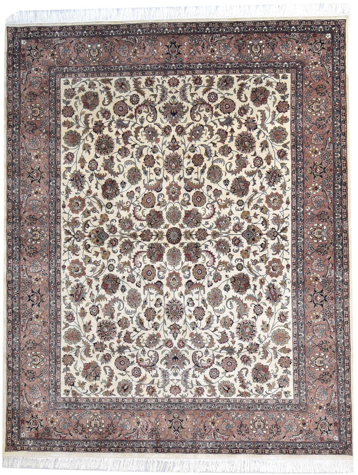Wool Cream Rug 8' X 10' Persian Hand Knotted Kashan Oriental Large Carpet   7864635293845