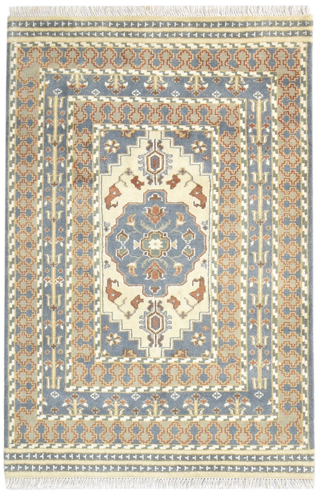 Wool Dark Grey Rug 4' X 6' Persian Hand Knotted Mughal Oriental Room Size Carpet   7864953012373
