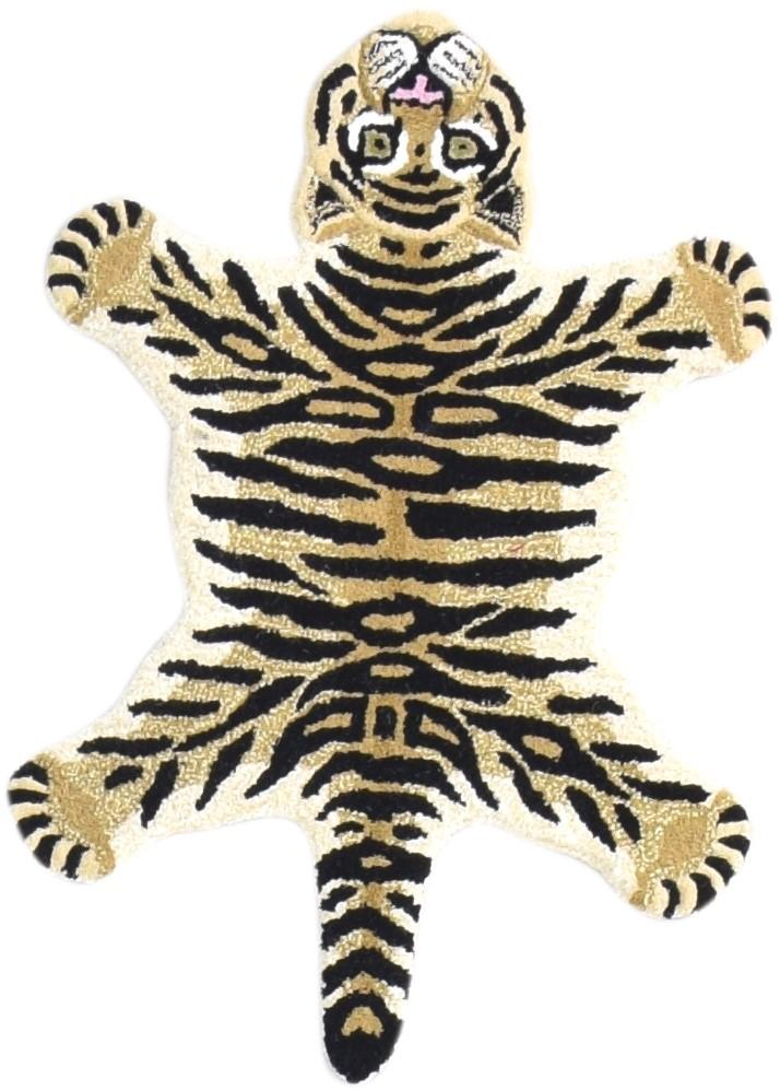 Wool Gold Rug 2' X 3' Kids & Teens Hand Tufted Indian Animal Print Small Carpet   7864644239509