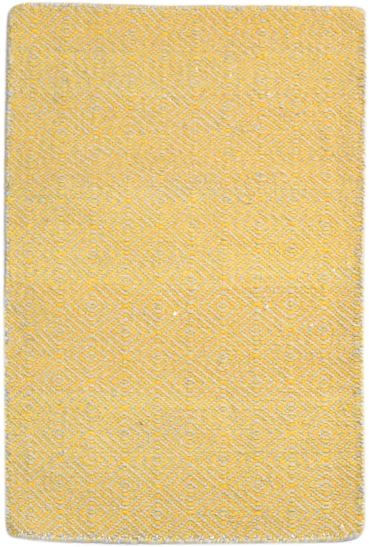 Wool Gold Rug 2' X 3' Modern Dhurrie Scandinavian Diamond Small Carpet   7865013731477