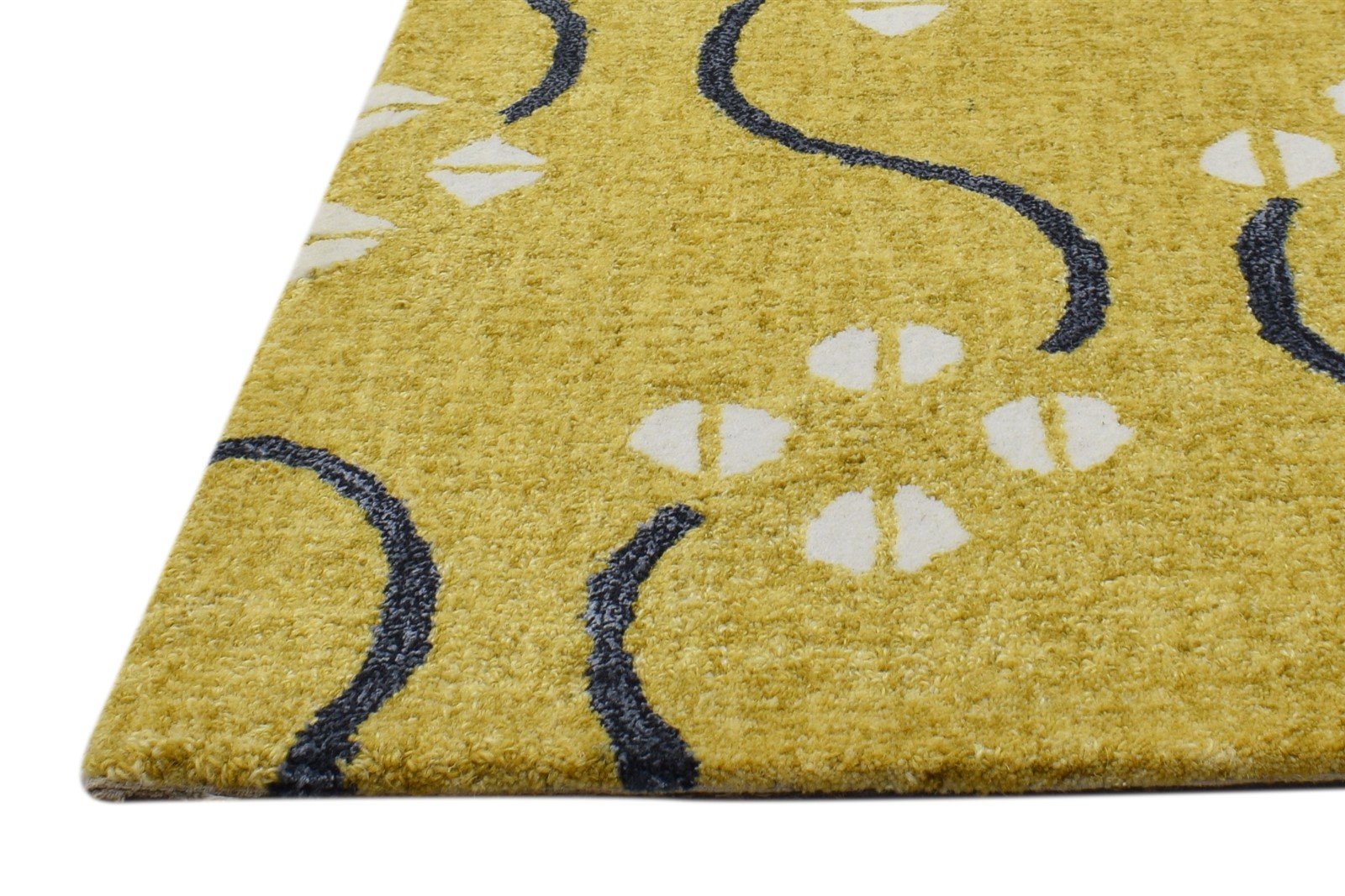 Wool Gold Rug 2' X 3' Modern Hand Tufted French Trellis Small Carpet   7864133779605