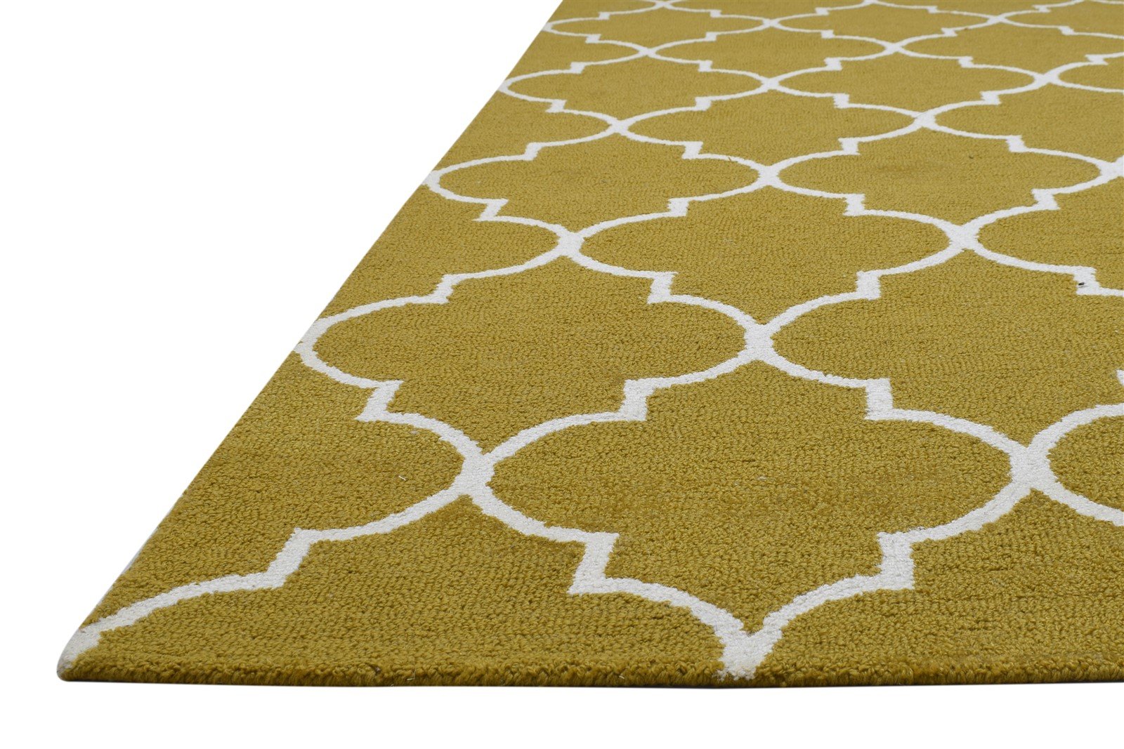 Wool Gold Rug 5' X 5' Modern Hand Tufted Moroccan Trellis Room Size Carpet   7864818270357