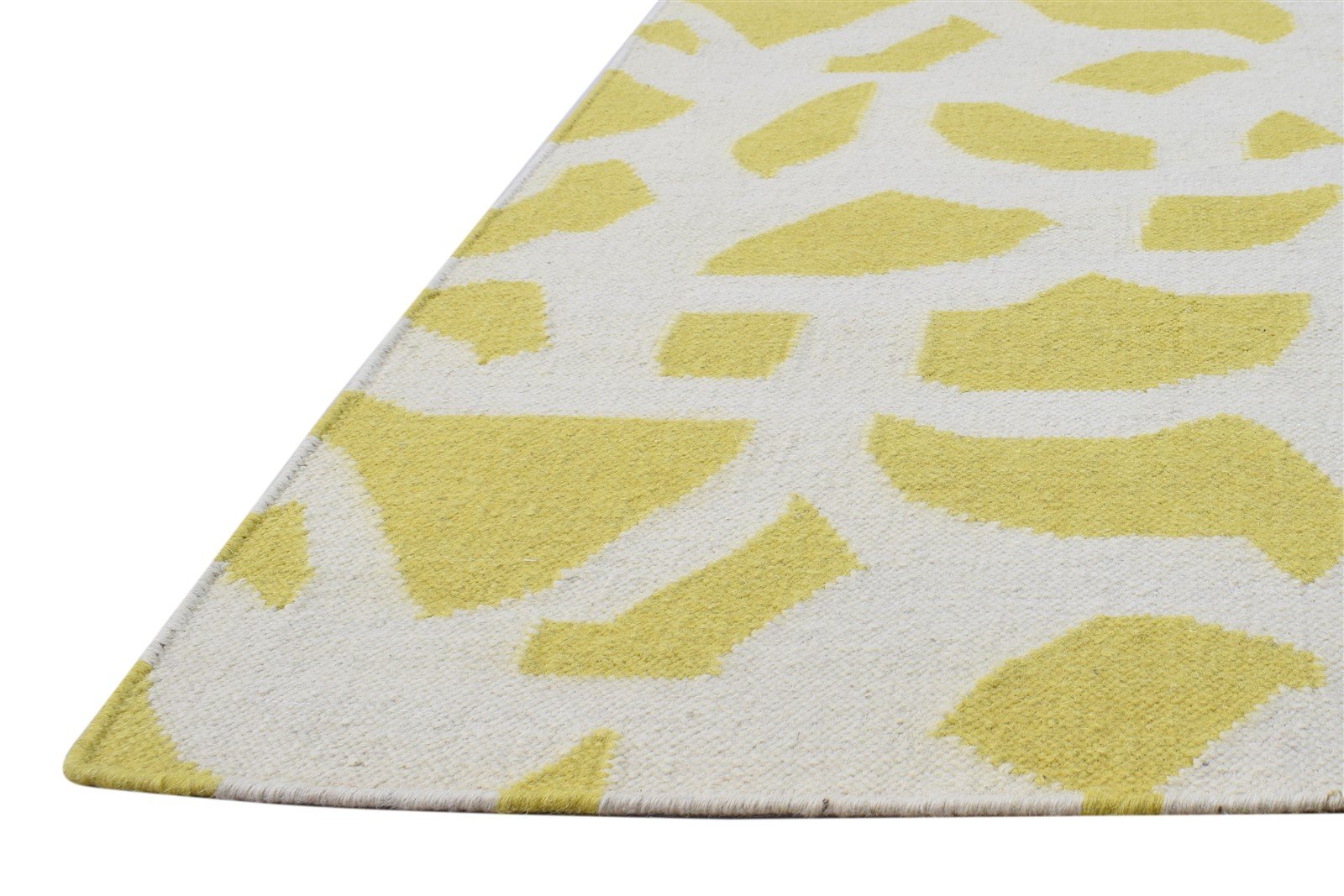Wool Gold Rug 5' X 8' Modern Dhurrie Scandinavian Abstract Room Size Carpet   7865045647509