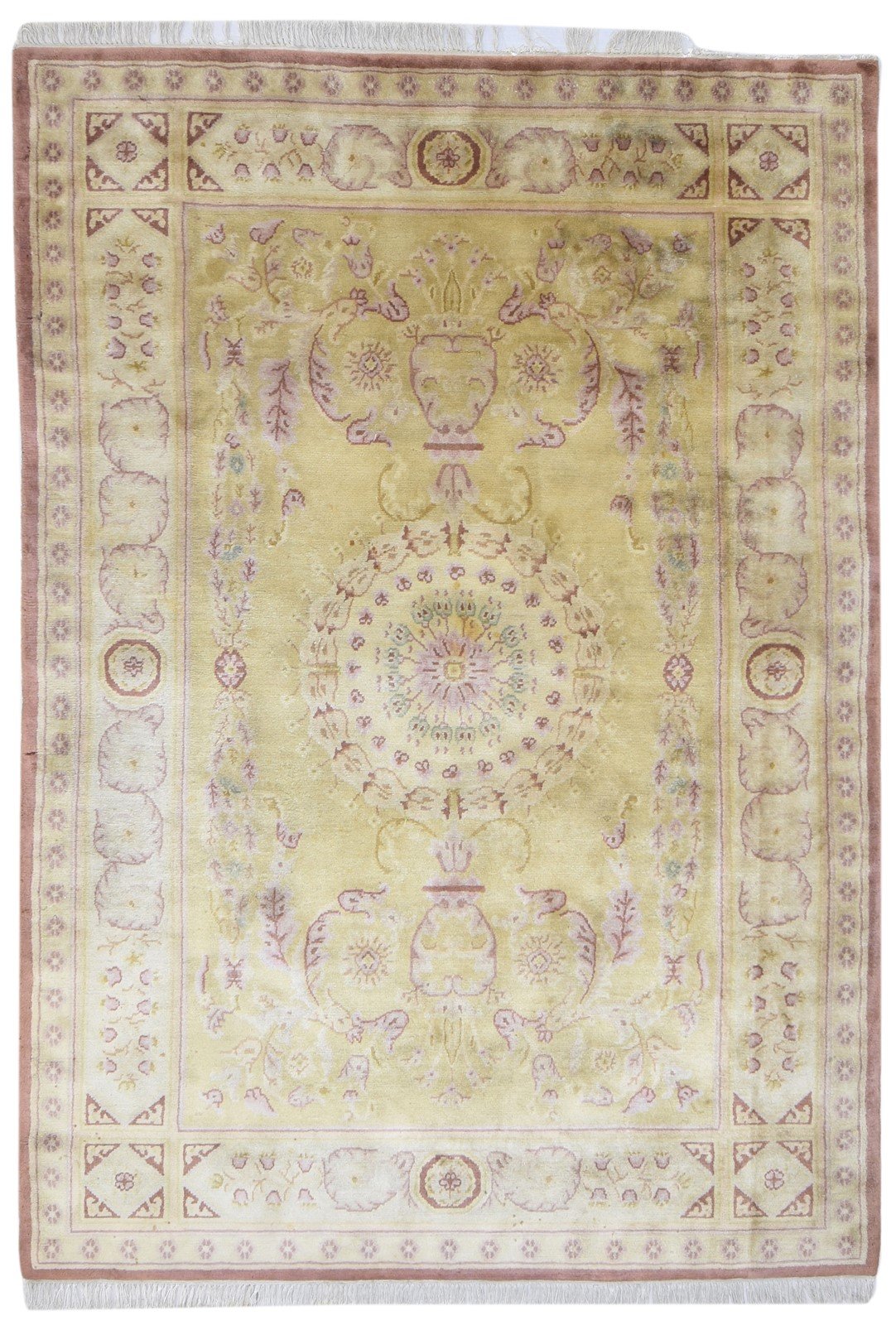 Wool Gold Rug 6' X 9' Persian Hand Knotted Nain Oriental Room Size Carpet   7864901107861