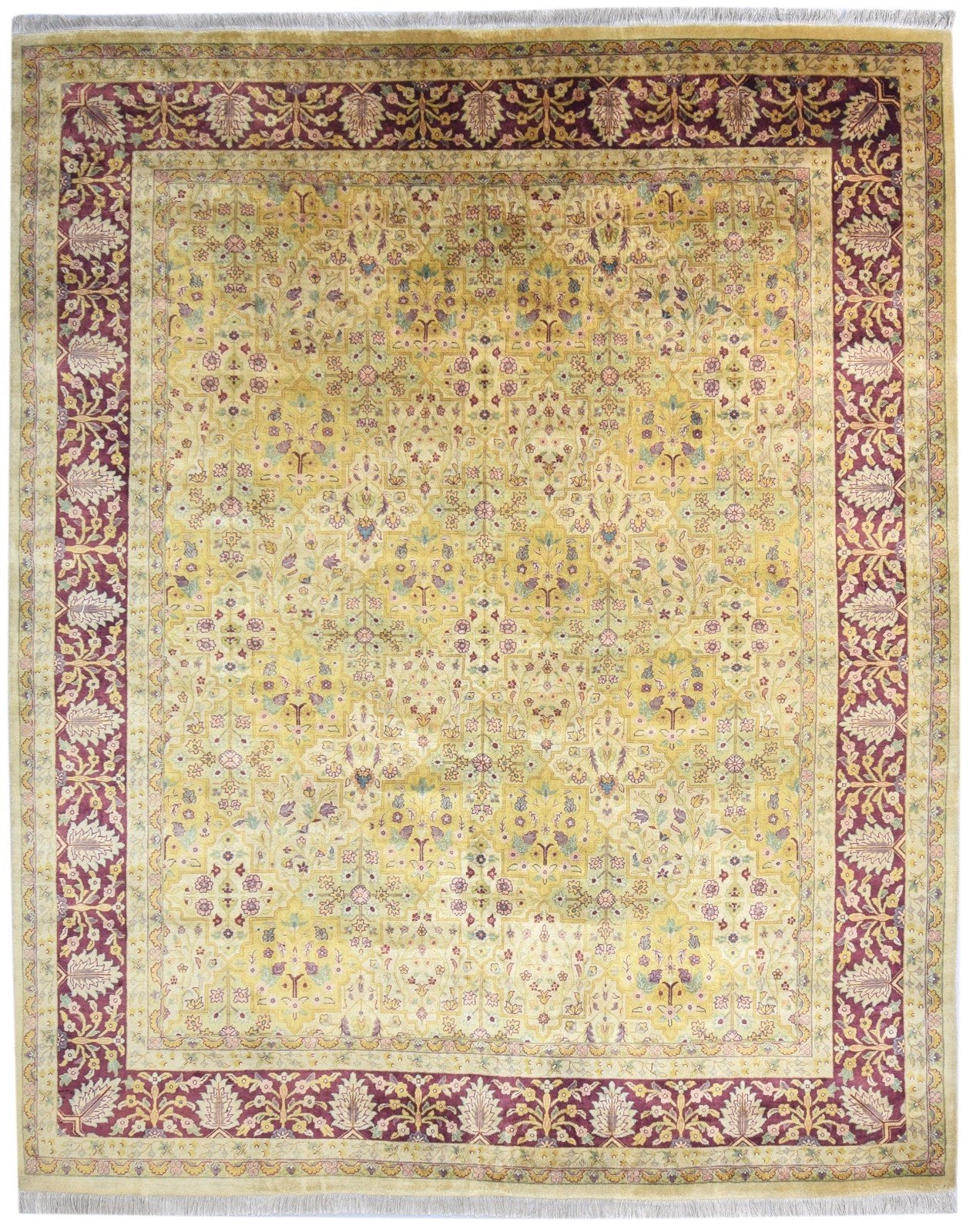Wool Gold Rug 8' X 10' Persian Hand Knotted Kashan Oriental Large Carpet   7864630542485