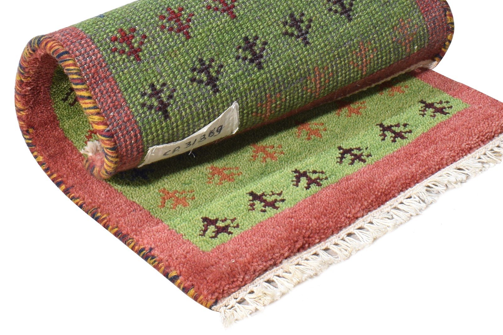 Mellisa Wool Green Rug 1' X 2' Modern Hand Knotted French Floral   7865089589397