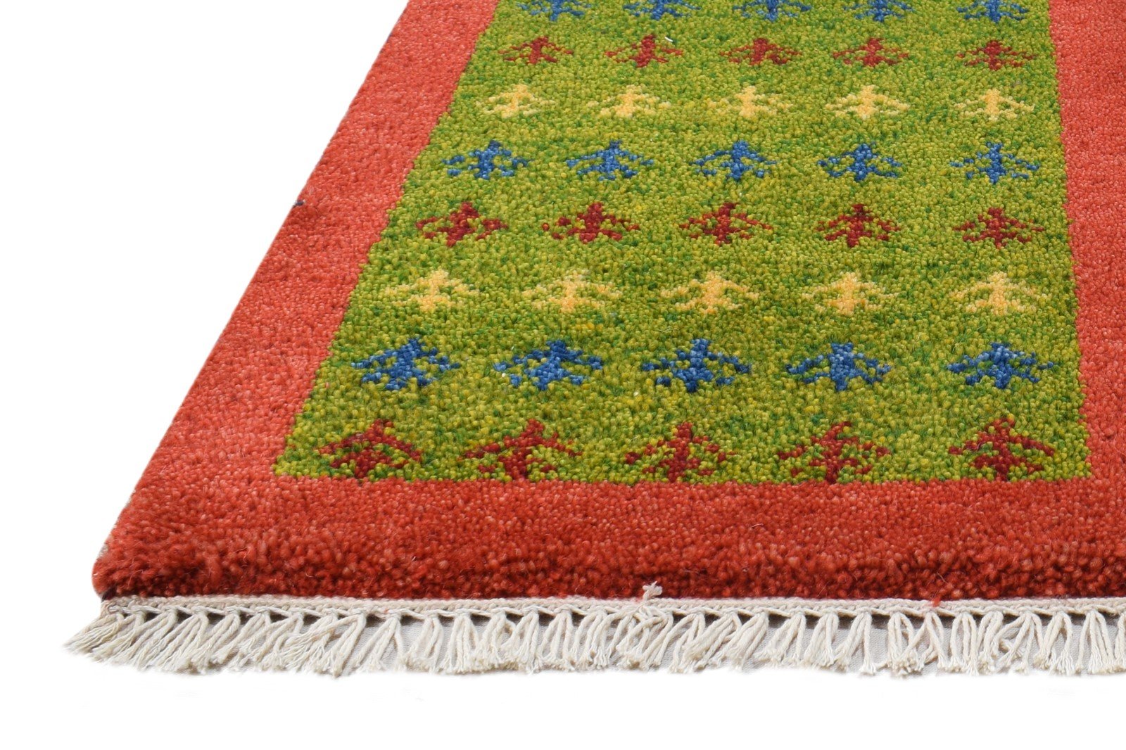 Wool Green Rug 1' X 2' Southwestern Hand Knotted Gabbeh Tribal Small Carpet   7865099387029
