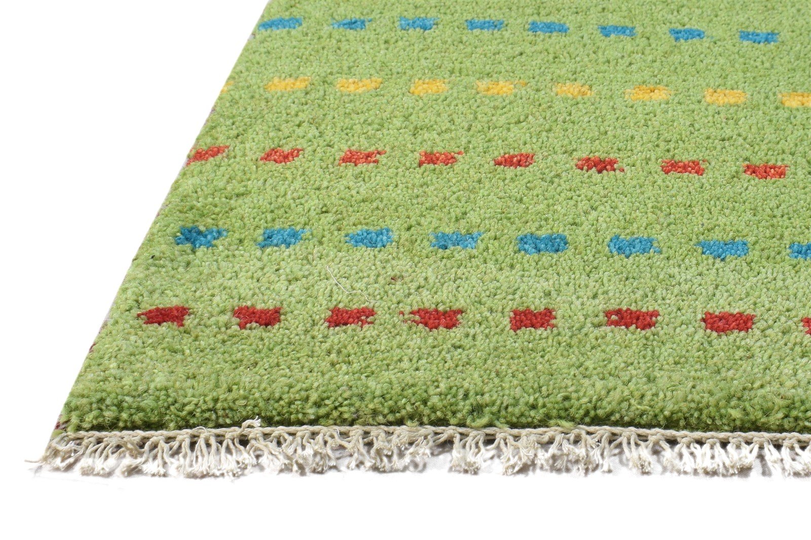 Wool Green Rug 1' X 2' Tribal Hand Knotted Gabbeh Southwestern Small Carpet   7864503468181