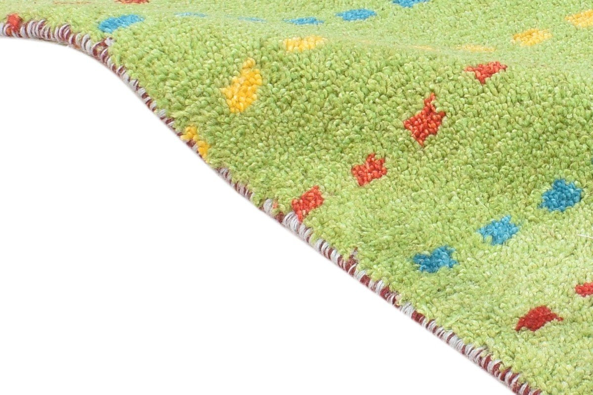 Wool Green Rug 1' X 2' Tribal Hand Knotted Gabbeh Southwestern Small Carpet   7864503468181