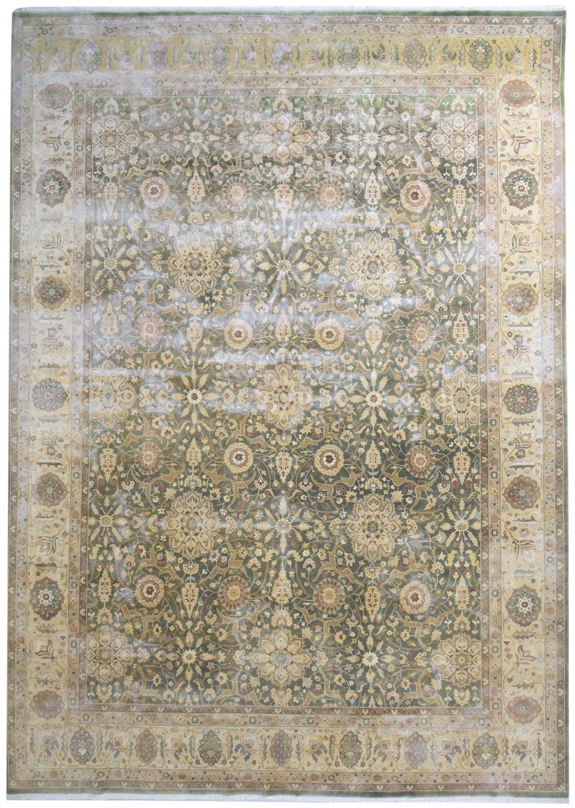 Wool Green Rug 10' X 14' Persian Hand Knotted Kashan Oriental Extra Large Carpet   7865142509717