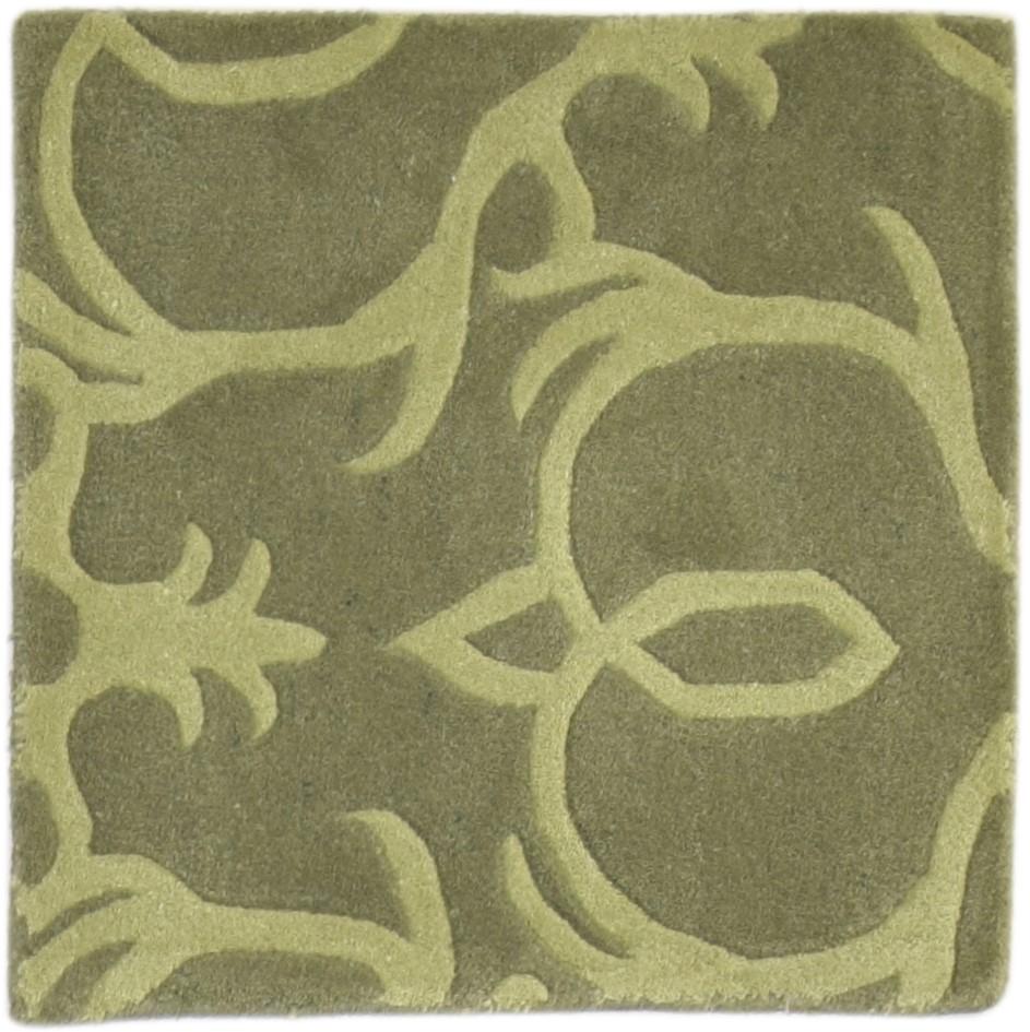 Wool Green Rug 2' X 2' Modern Hand Tufted Moroccan Floral Small Carpet   7864127881365