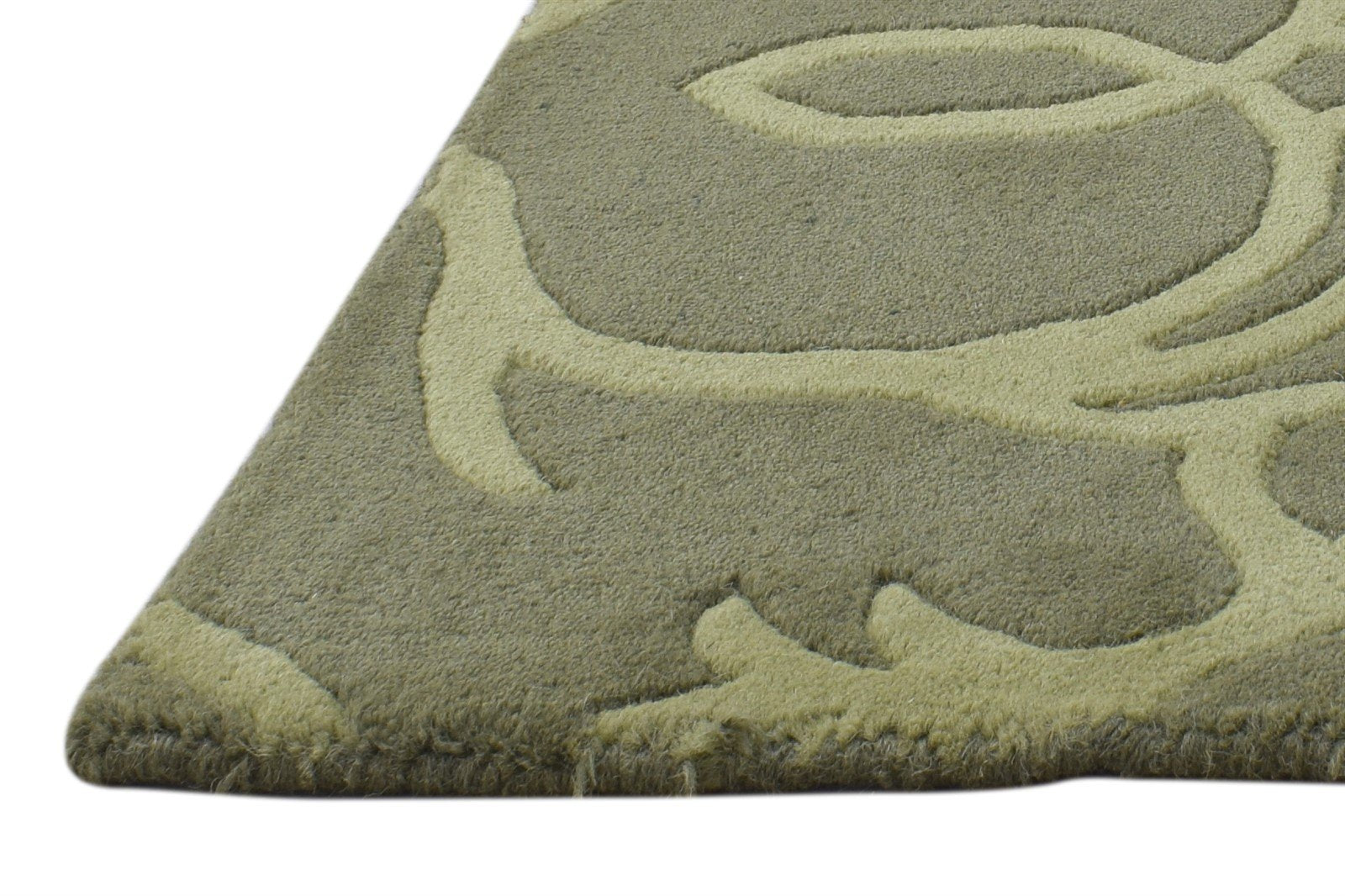 Wool Green Rug 2' X 2' Modern Hand Tufted Moroccan Floral Small Carpet   7864127881365