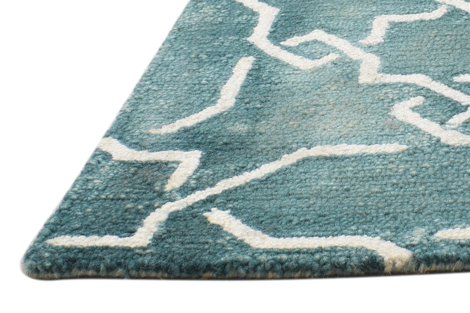 Wool Green Rug 2' X 2' Modern Hand Tufted Moroccan Geometric Small Carpet   7864124735637