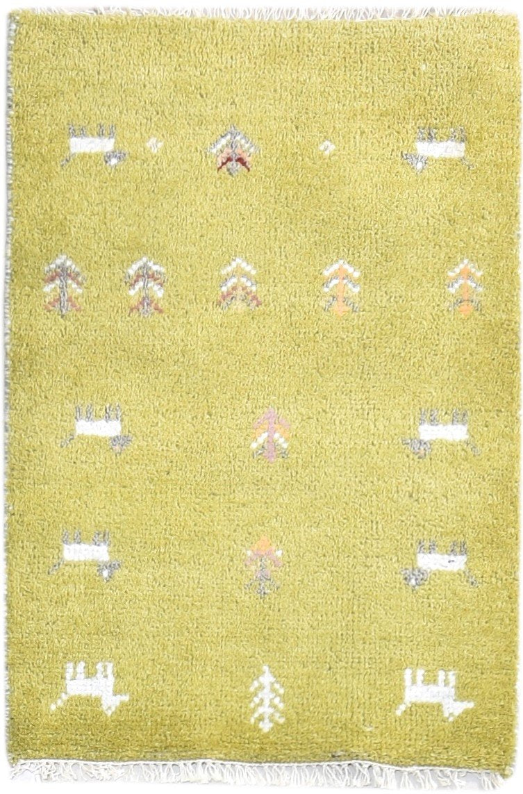 Wool Green Rug 2' X 3' Southwestern Hand Knotted American Tribal Small Carpet   7865057247381