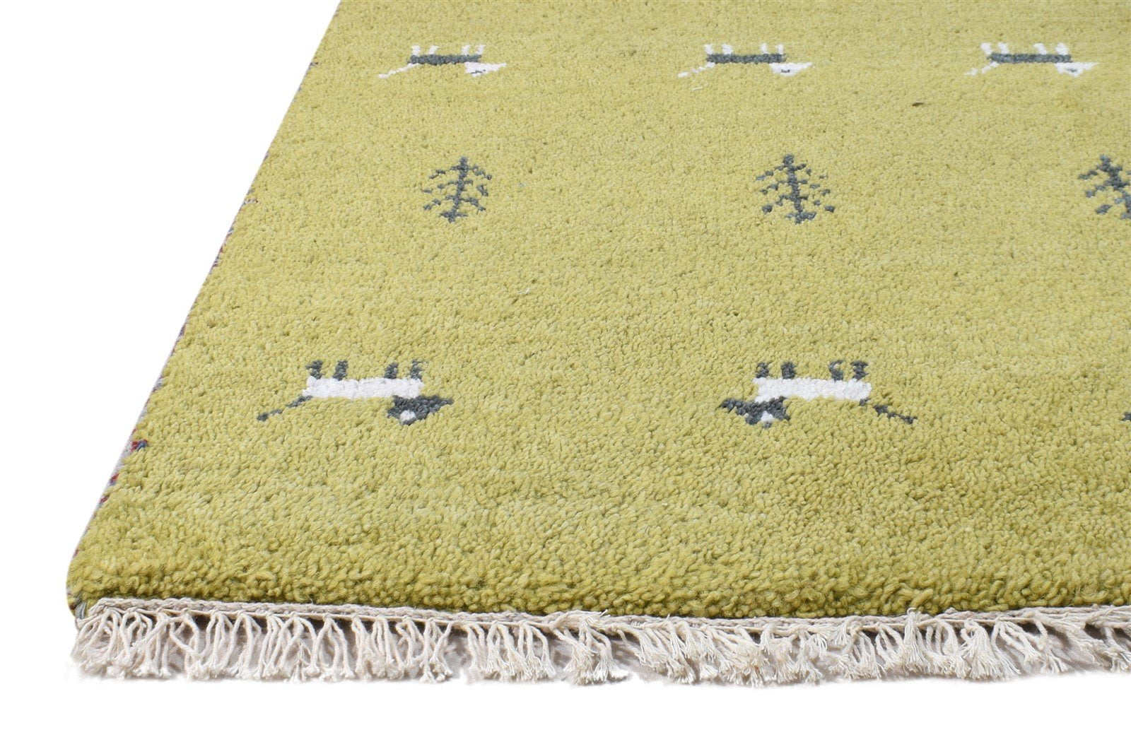 Wool Green Rug 2' X 3' Southwestern Hand Knotted American Tribal Small Carpet   7865062228117