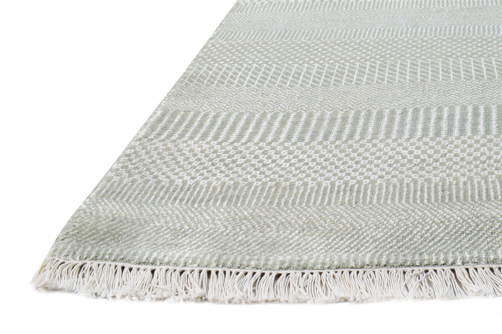 Wool Green Rug 2' X 6' Modern Hand Knotted Agra Grass Trellis Small Runner   7865148702869