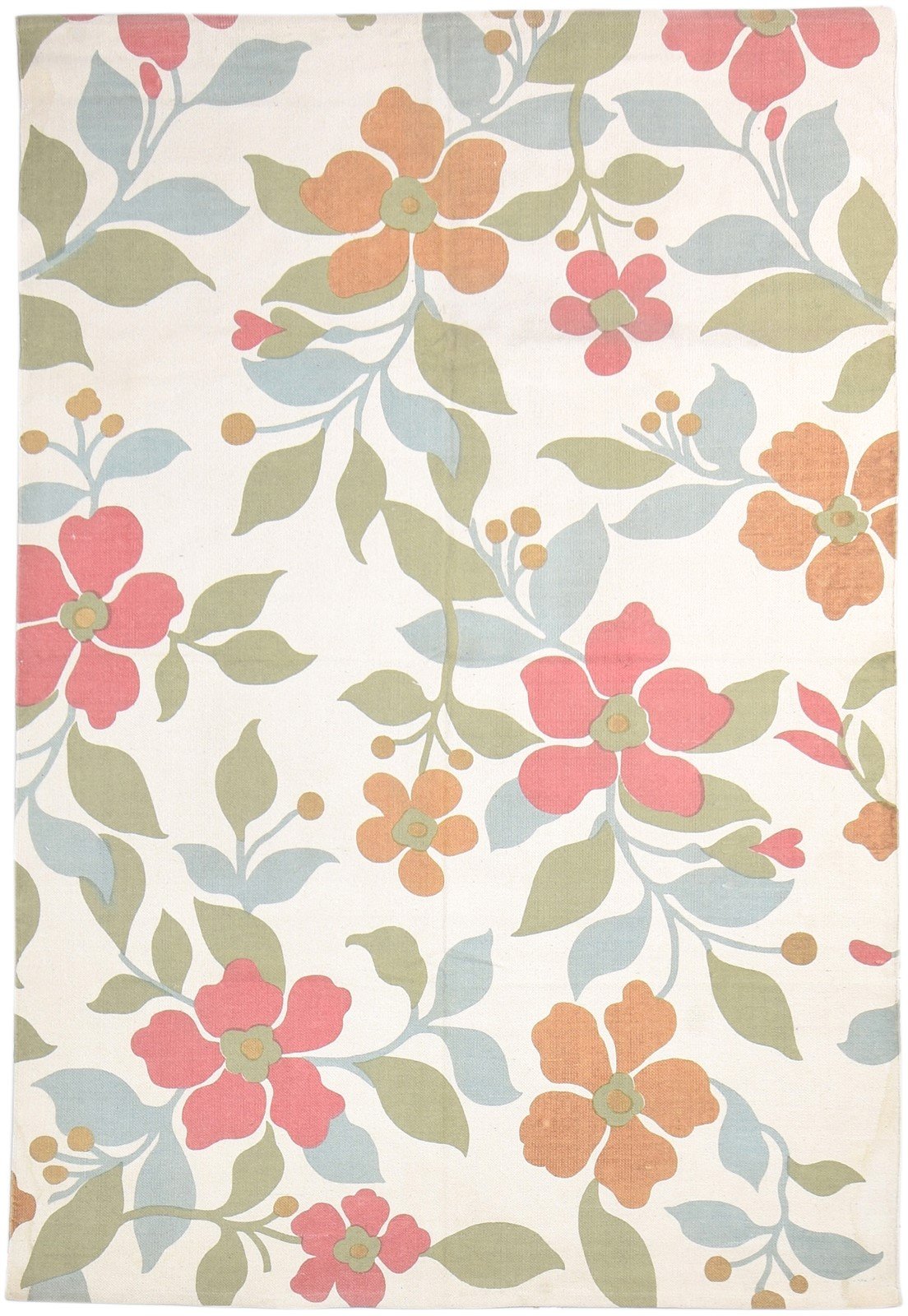 Wool Green Rug 5' X 7' Modern Dhurrie European Floral Room Size Carpet   7865190645909