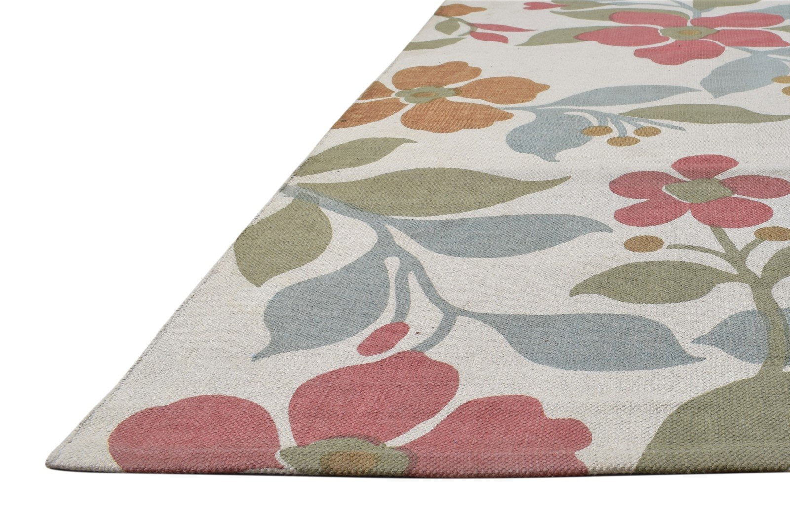 Wool Green Rug 5' X 7' Modern Dhurrie European Floral Room Size Carpet   7865190645909