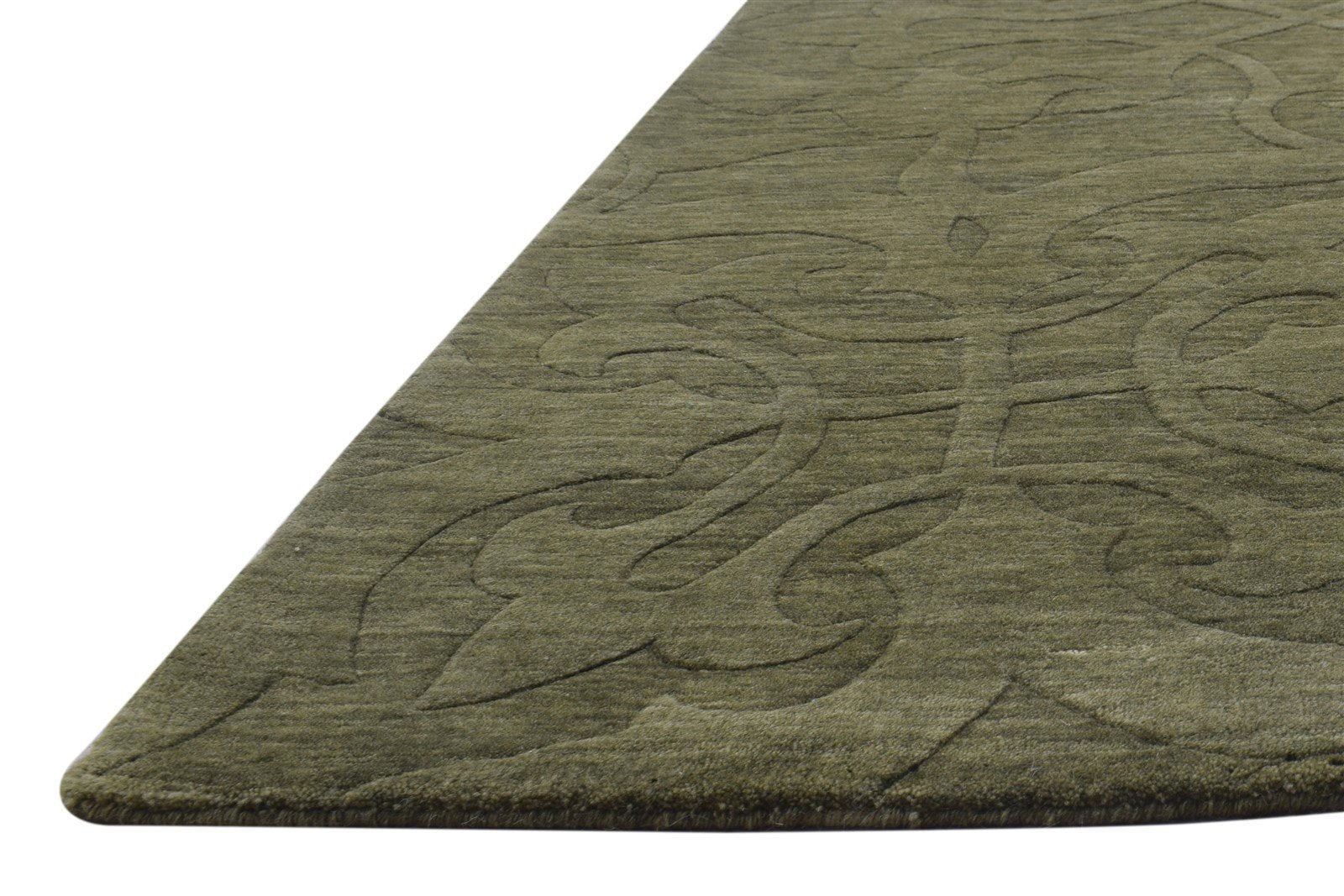 Wool Green Rug 5' X 8' Modern Handloom French Floral Room Size Carpet   7864411160725