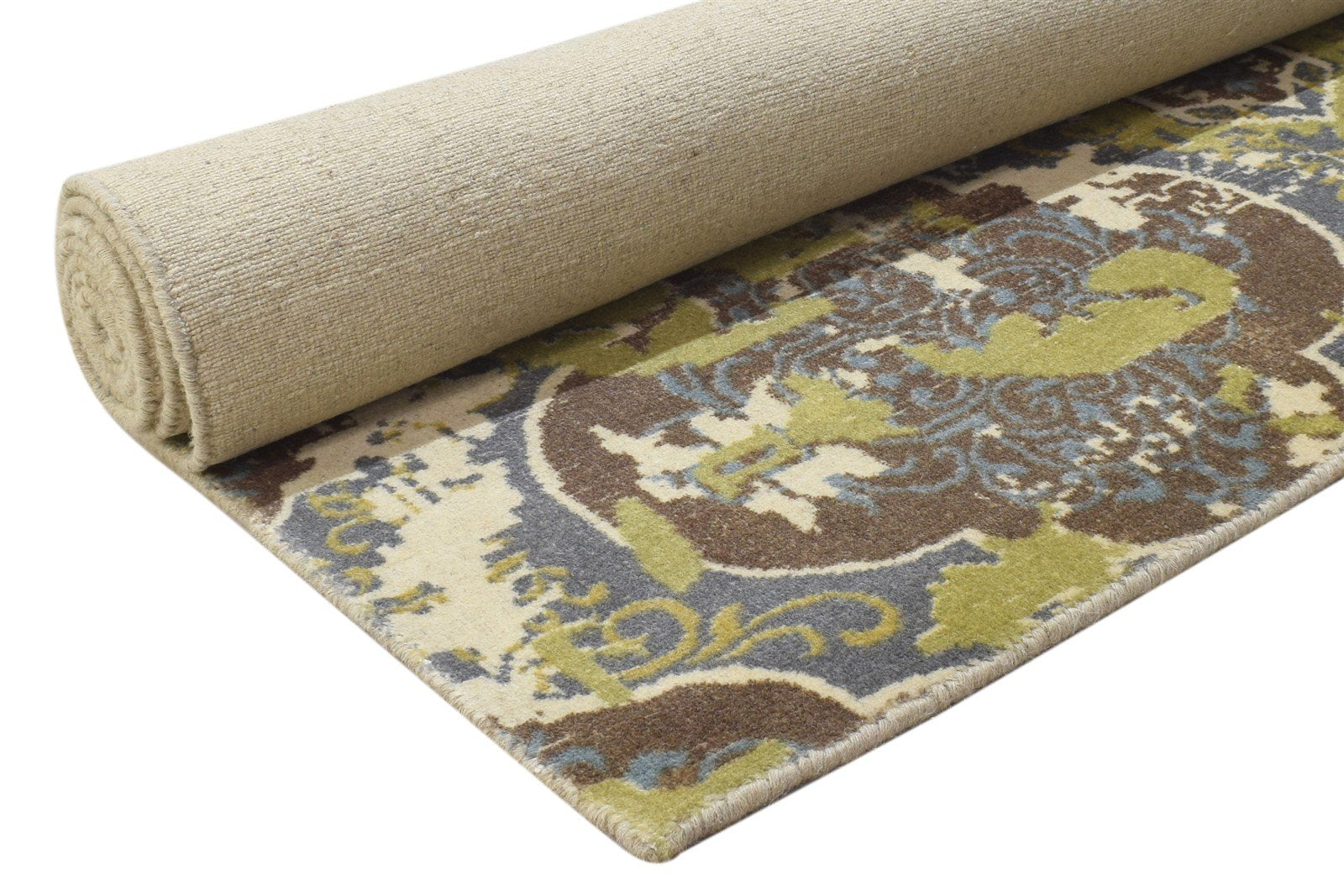 Wool Green Rug 5' X 8' Modern Handloom Moroccan Damask Room Size Carpet   7864329699477