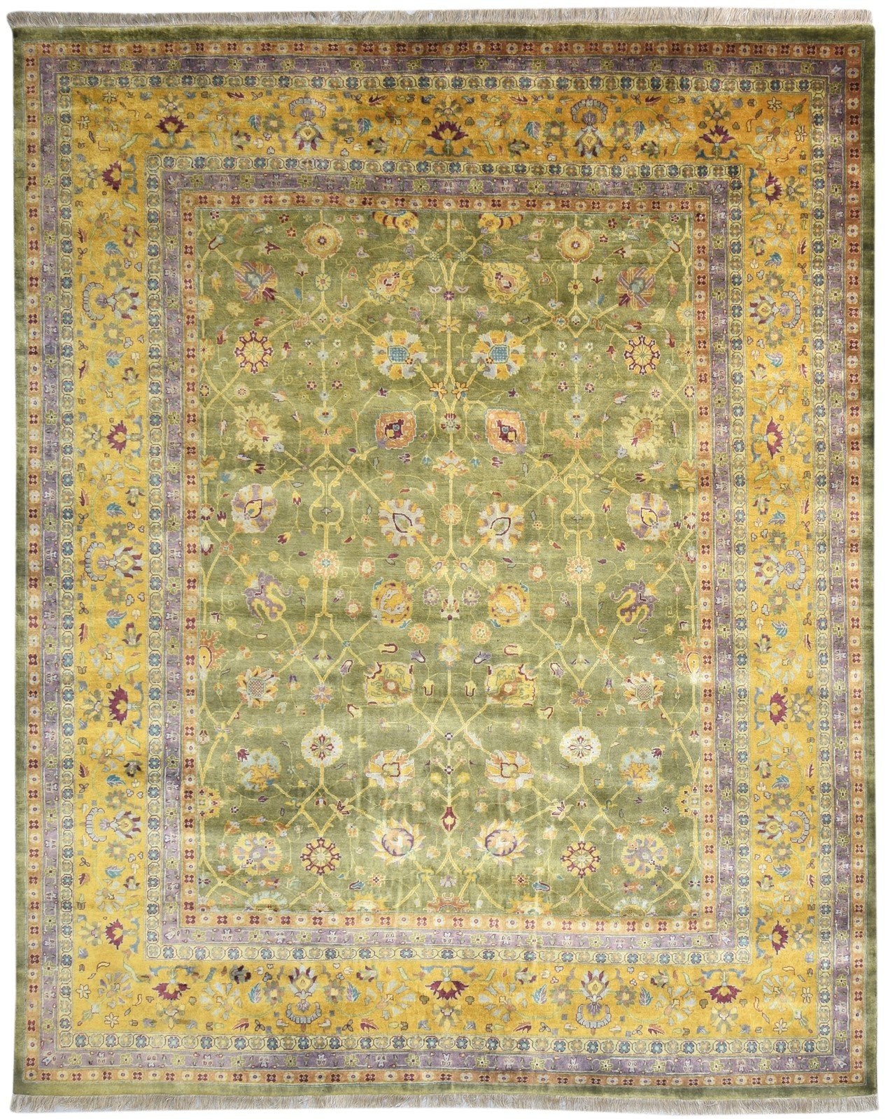 Wool Green Rug 8' X 10' Persian Hand Knotted Kashan Oriental Large Carpet   7864677433493