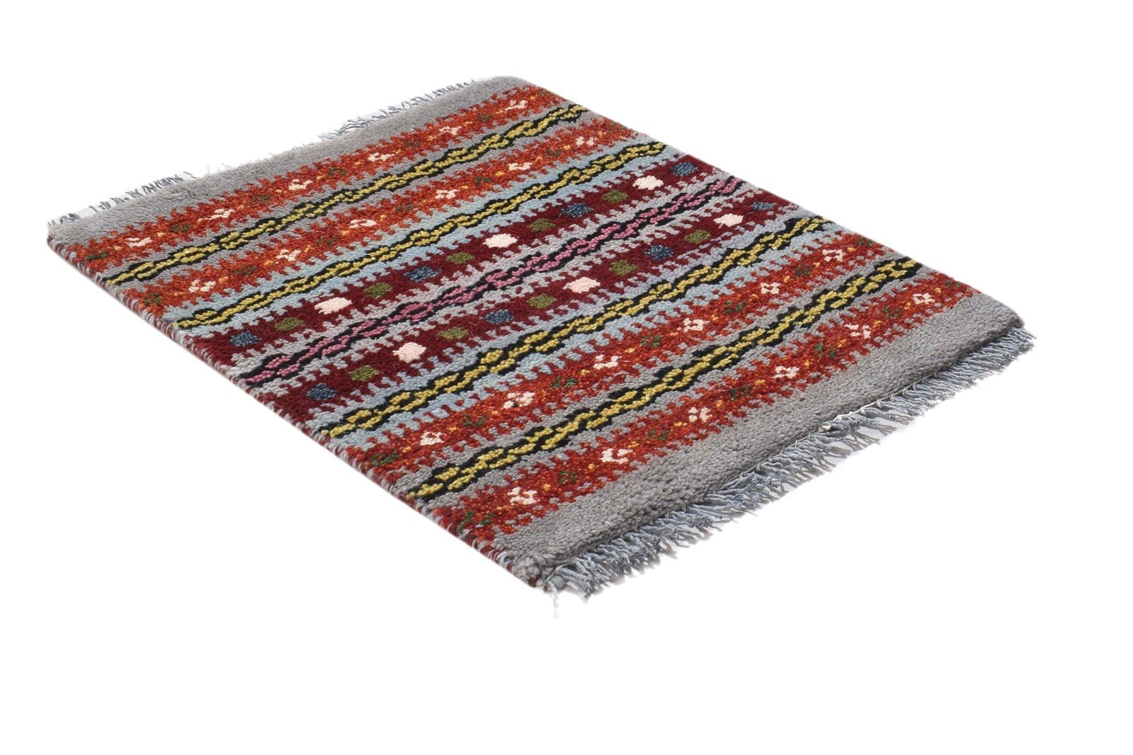 Wool Grey Rug 1' X 2' Persian Hand Knotted Gabbeh Southwestern Small Carpet   7864205541525
