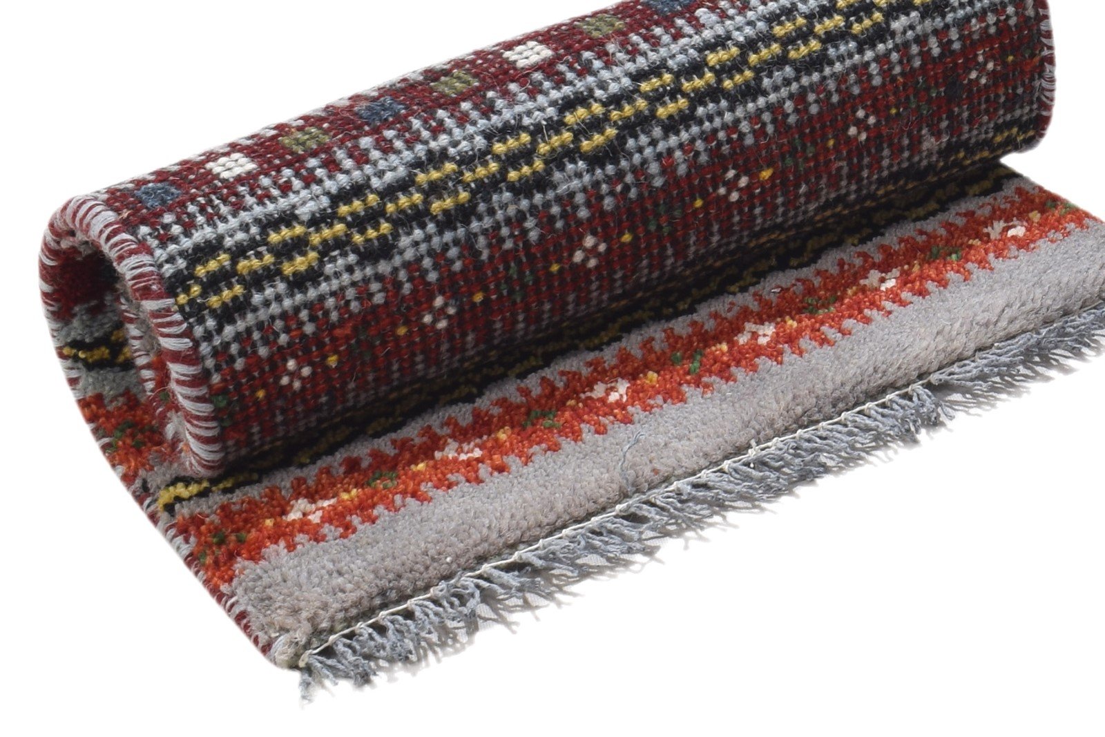 Wool Grey Rug 1' X 2' Persian Hand Knotted Gabbeh Southwestern Small Carpet   7864205541525
