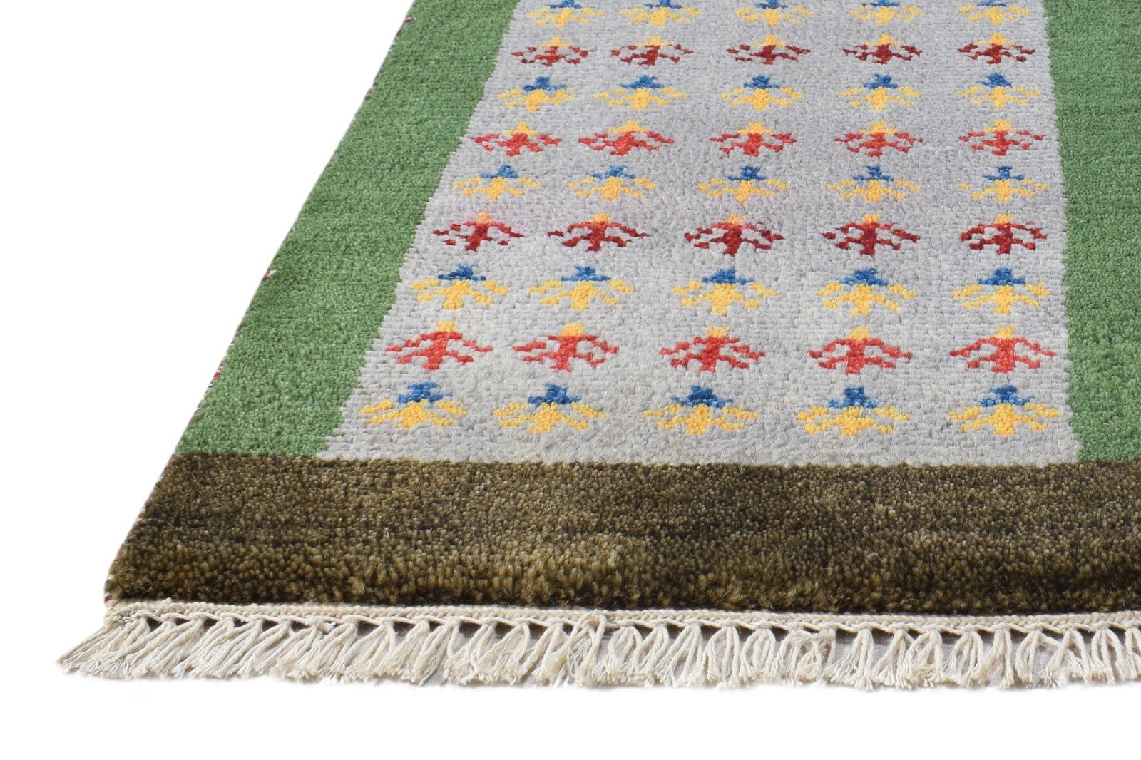 Wool Grey Rug 1' X 2' Southwestern Hand Knotted American Tribal Small Carpet   7865086738581