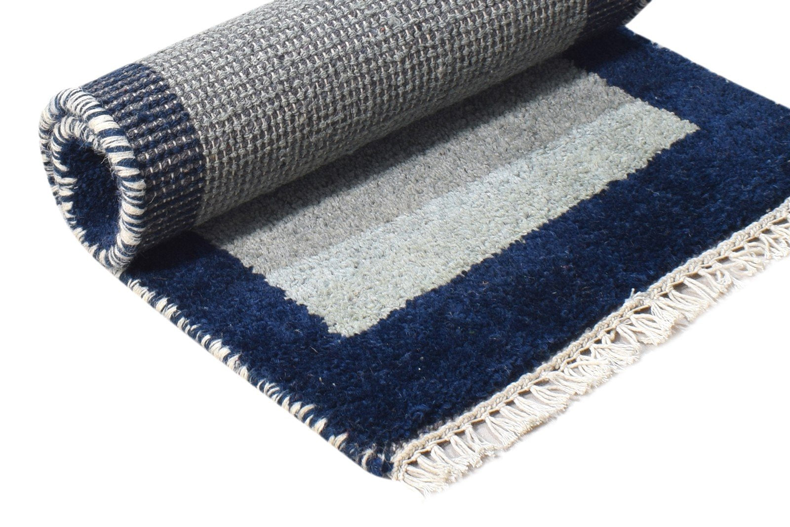 Wool Grey Rug 1' X 2' Tribal Hand Knotted Southwestern Bordered Small Carpet   7865184125077