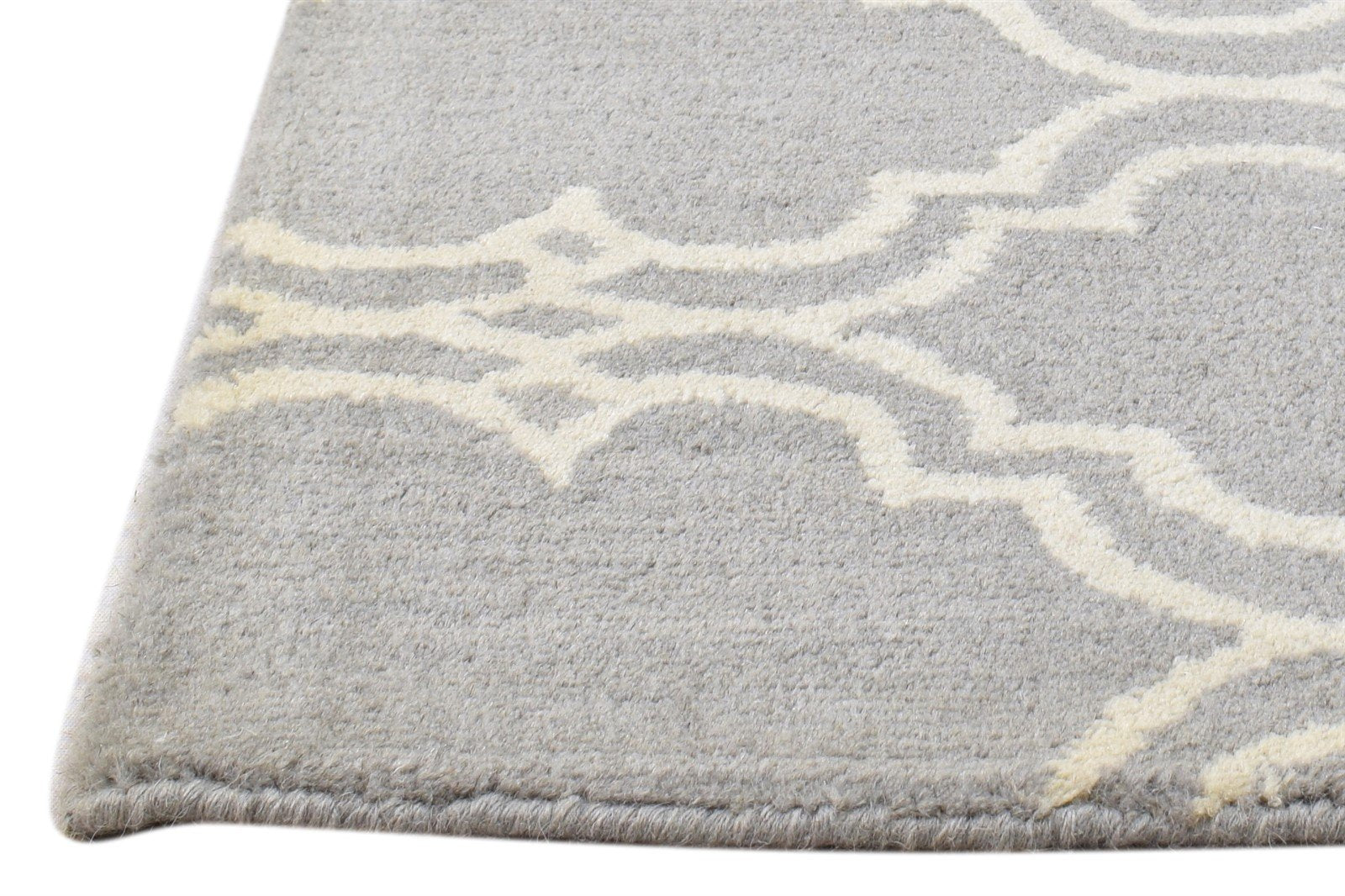 Wool Grey Rug 2' X 2' Modern Hand Tufted Moroccan Trellis 2'2"X2'2" Carpet   7860696350869