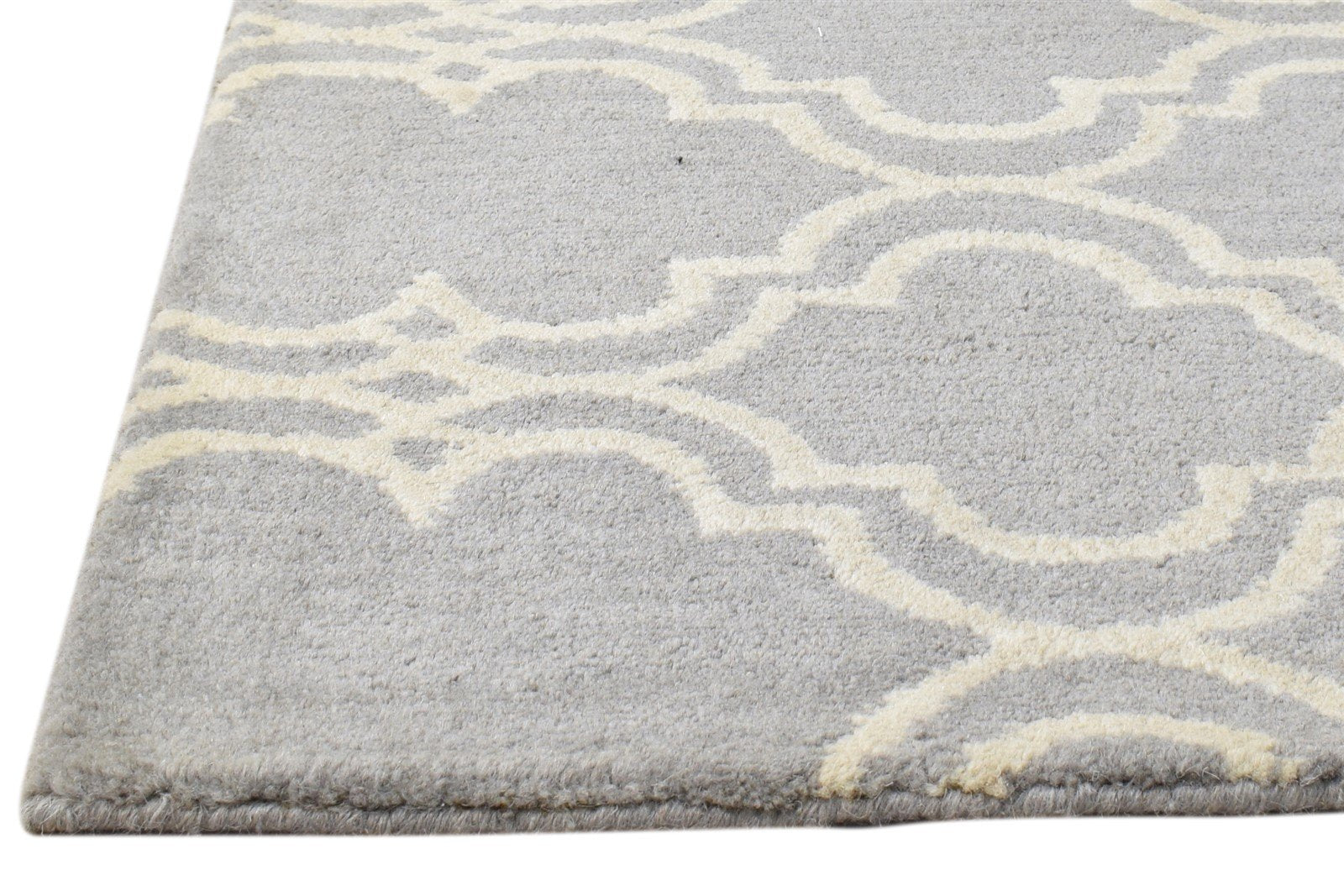 Wool Grey Rug 2' X 2' Modern Hand Tufted Moroccan Trellis 2'2"X2'2" Carpet   7860696481941