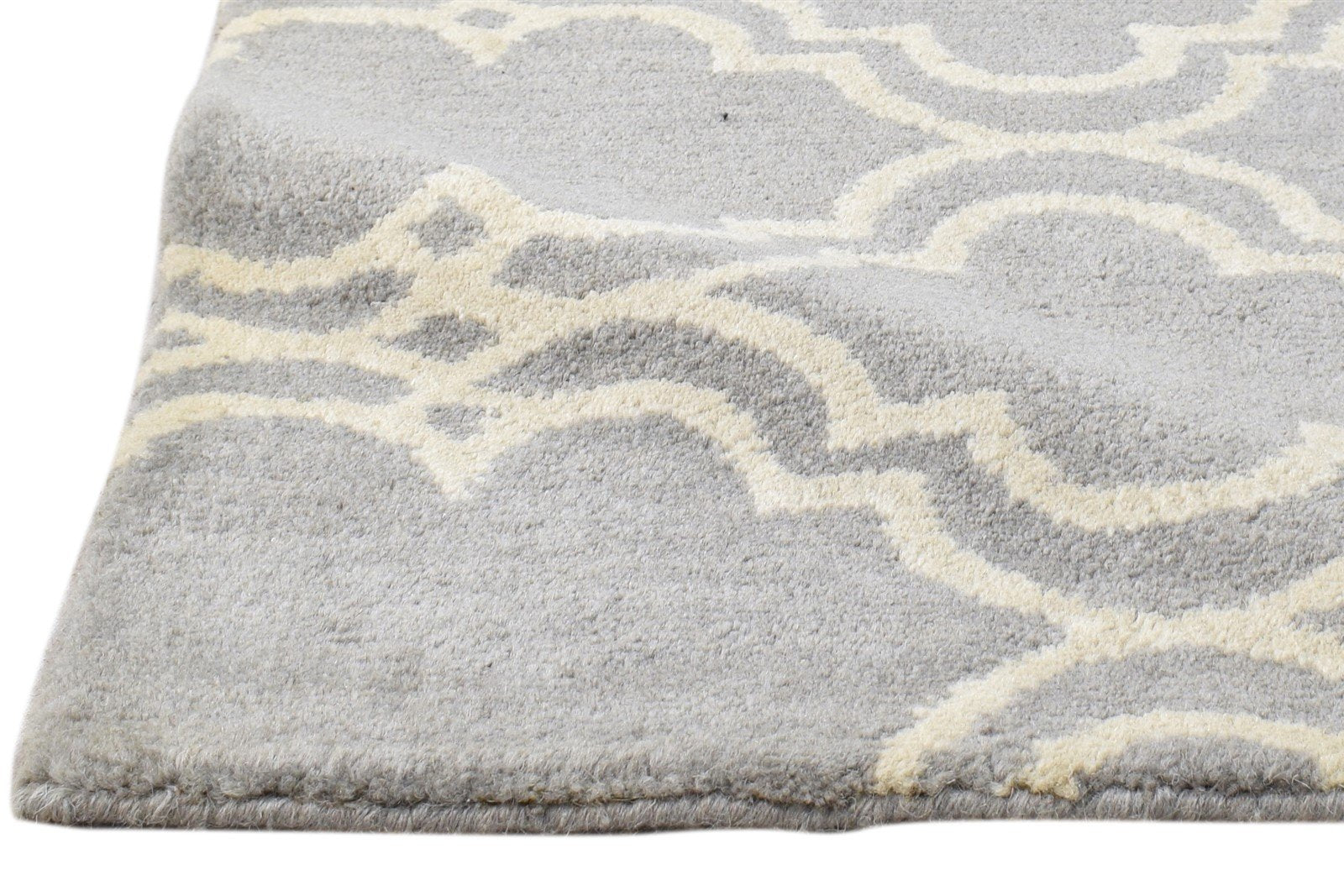 Wool Grey Rug 2' X 2' Modern Hand Tufted Moroccan Trellis 2'2"X2'2" Carpet   7860696481941