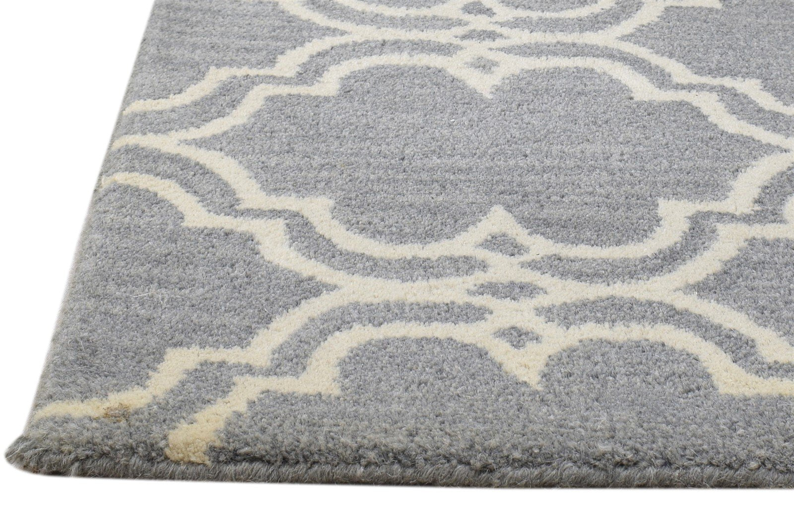 Wool Grey Rug 2' X 2' Modern Hand Tufted Moroccan Trellis 2'2"X2'2" Carpet   7860696678549