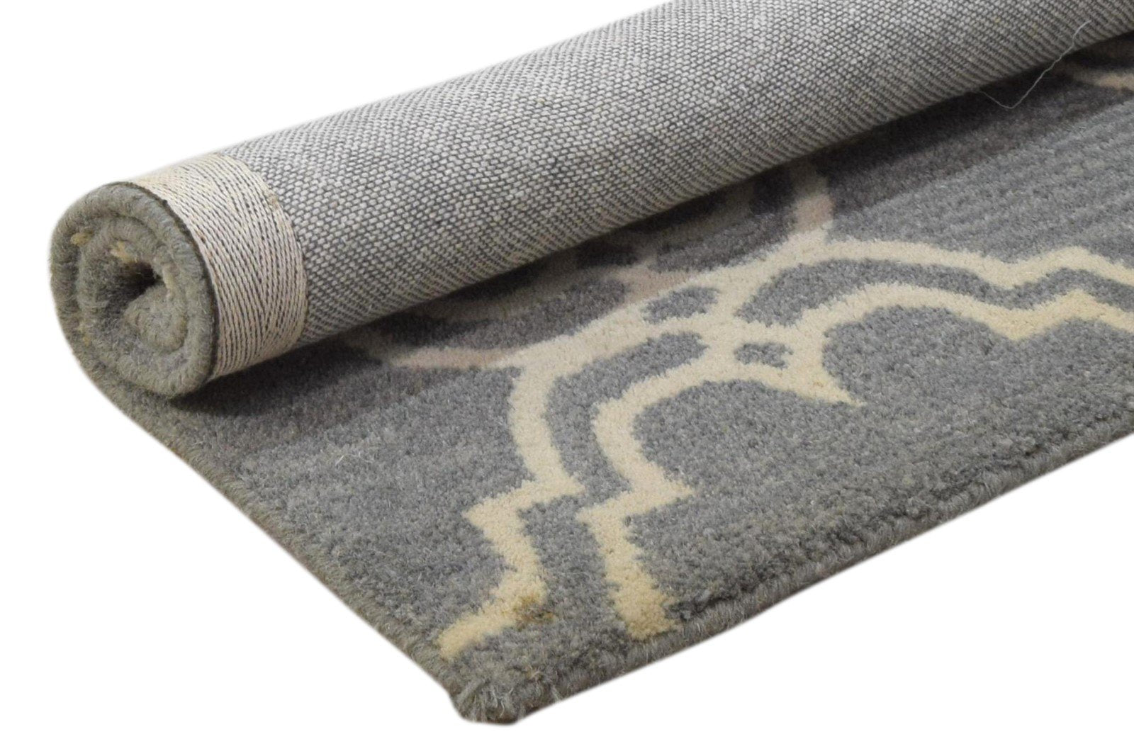 Wool Grey Rug 2' X 2' Modern Hand Tufted Moroccan Trellis 2'2"X2'2" Carpet   7860696678549
