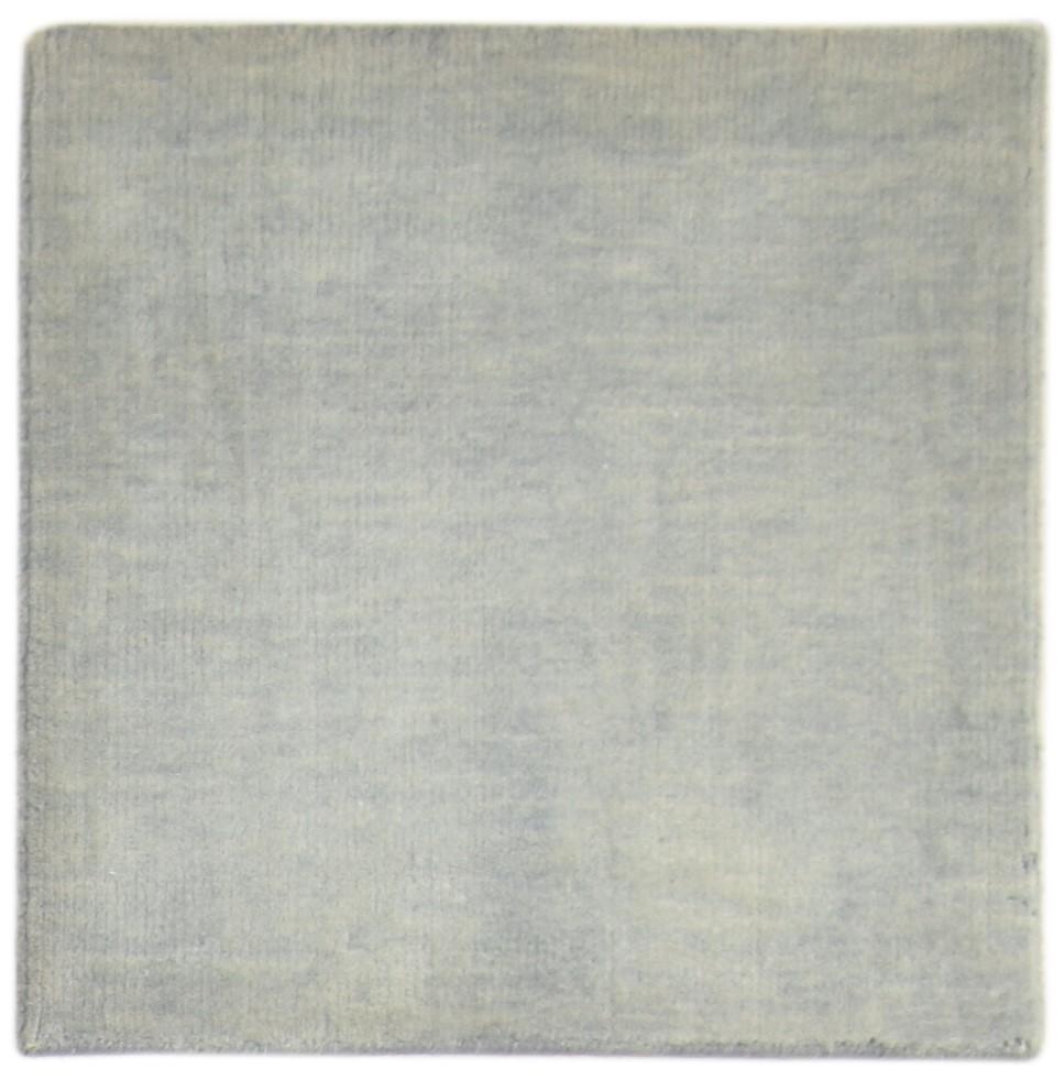 Wool Grey Rug 2' X 2' Modern Handloom Scandinavian Solid Small Carpet   7864126963861