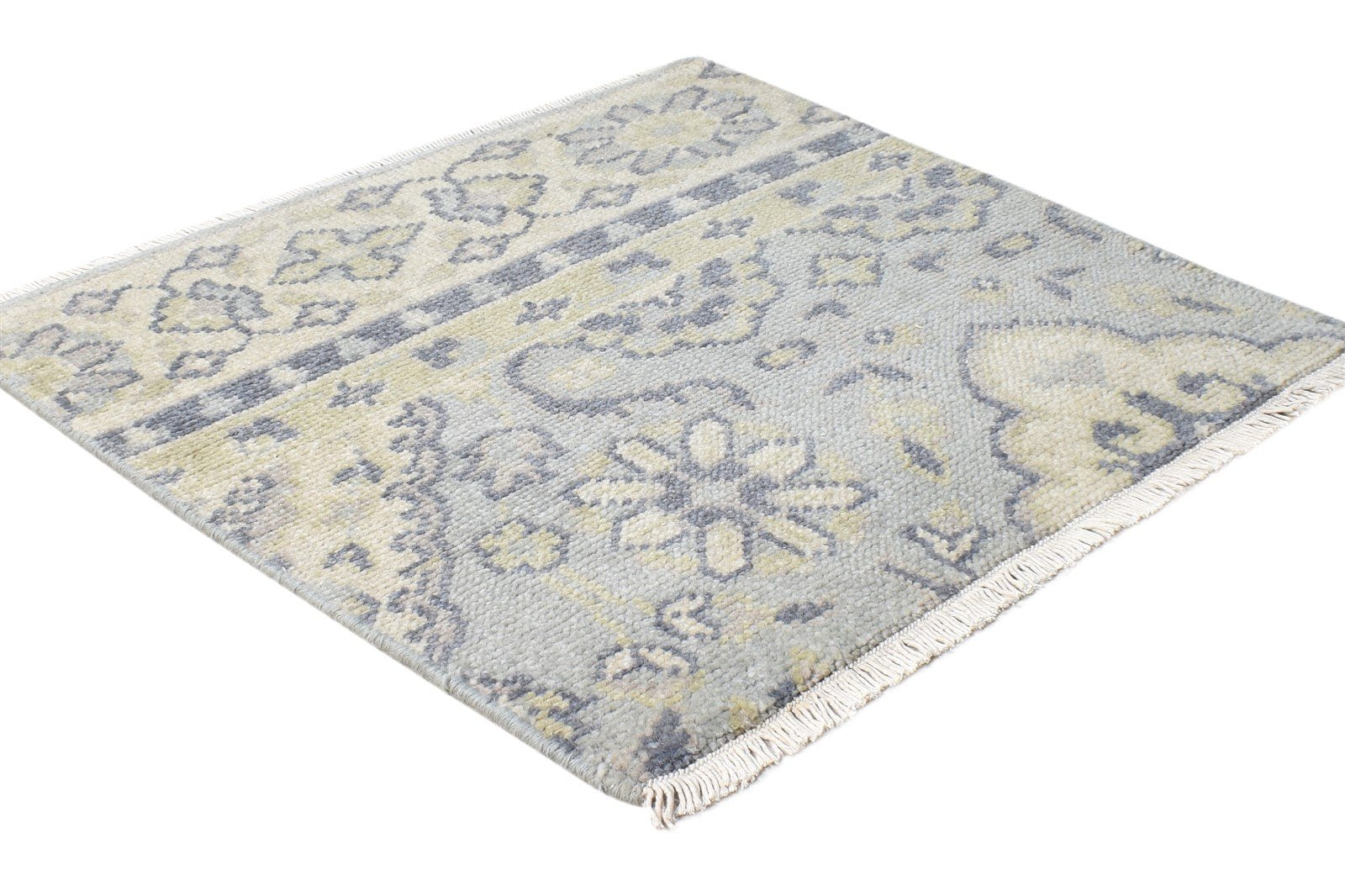 Glen Wool Grey Rug 2' X 2' Persian Hand Knotted Oushak Oriental   7865153814677