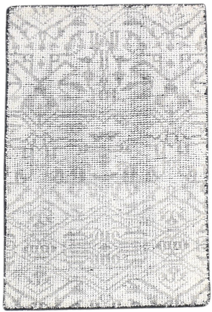 Wool Grey Rug 2' X 3' Modern Hand Knotted Scandinavian Nordic Small Carpet   7865123340437