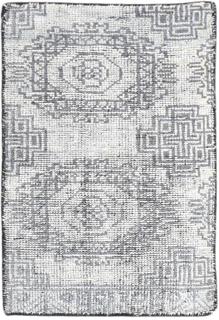 Wool Grey Rug 2' X 3' Modern Hand Knotted Scandinavian Nordic Small Carpet   7865122947221
