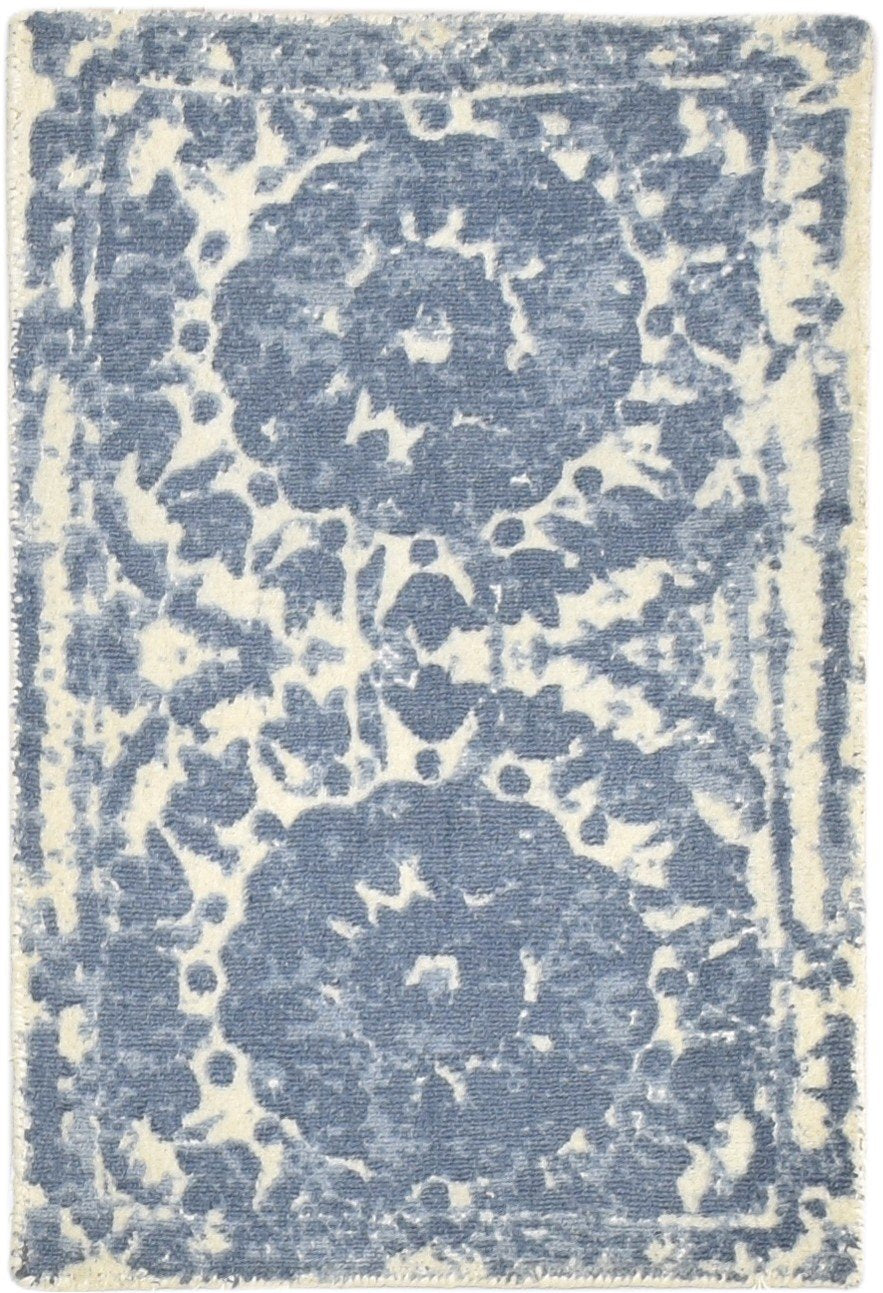 Wool Grey Rug 2' X 3' Modern Hand Tufted Moroccan Floral Small Carpet   7864823152789