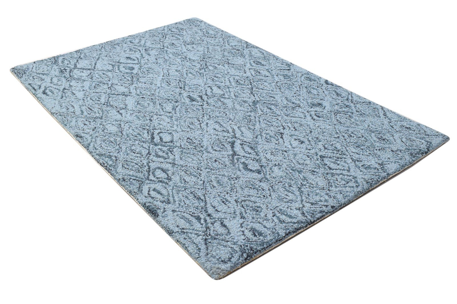 Wool Grey Rug 2' X 3' Modern Hand Tufted Moroccan Trellis Small Carpet   7864135647381