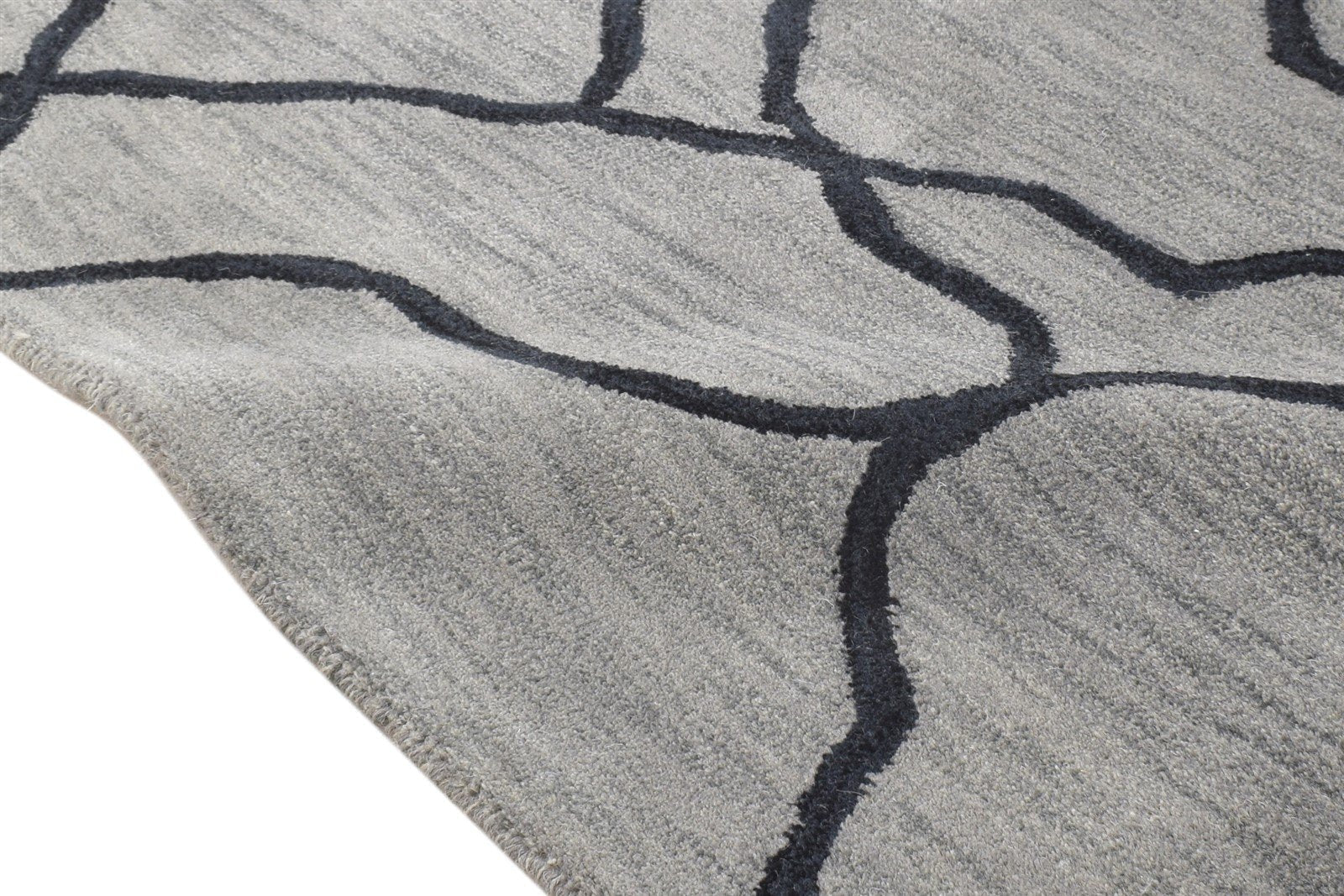 Wool Grey Rug 2' X 3' Modern Hand Tufted Scandinavian Abstract Small Carpet   7864142102677