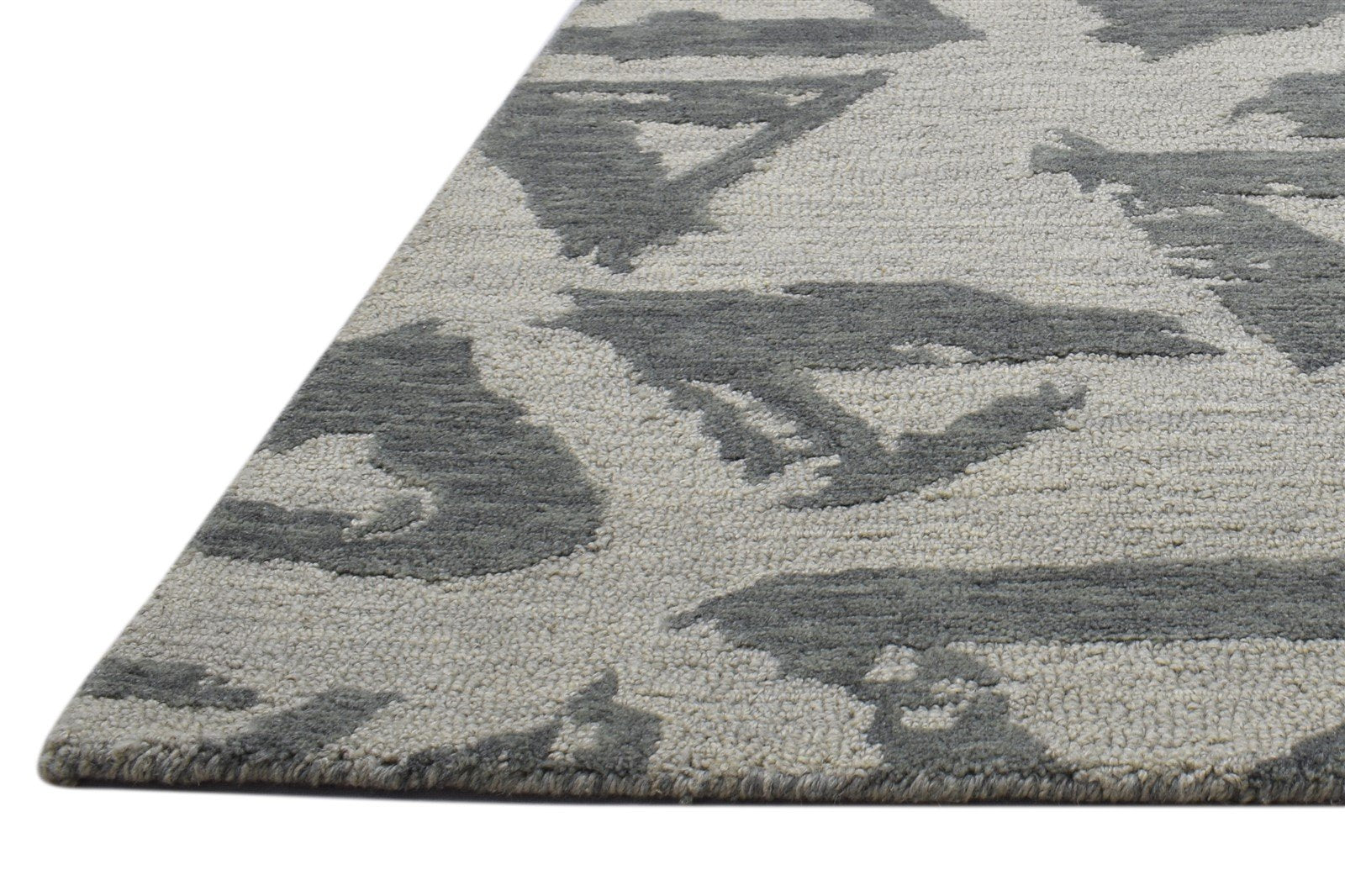Wool Grey Rug 2' X 3' Modern Hand Tufted Scandinavian Triangles Small Carpet   7864136269973