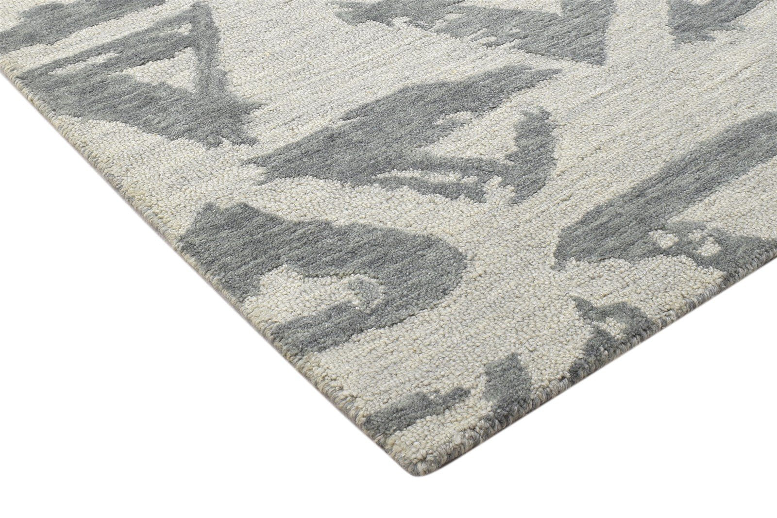 Wool Grey Rug 2' X 3' Modern Hand Tufted Scandinavian Triangles Small Carpet   7864136269973