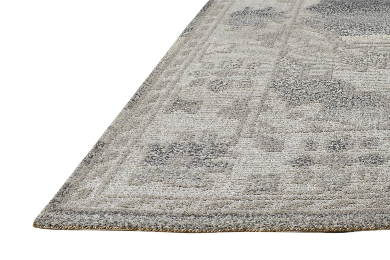 Wool Grey Rug 2' X 3' Persian Hand Knotted Heriz-Indian Oriental Small Carpet   7865133301909