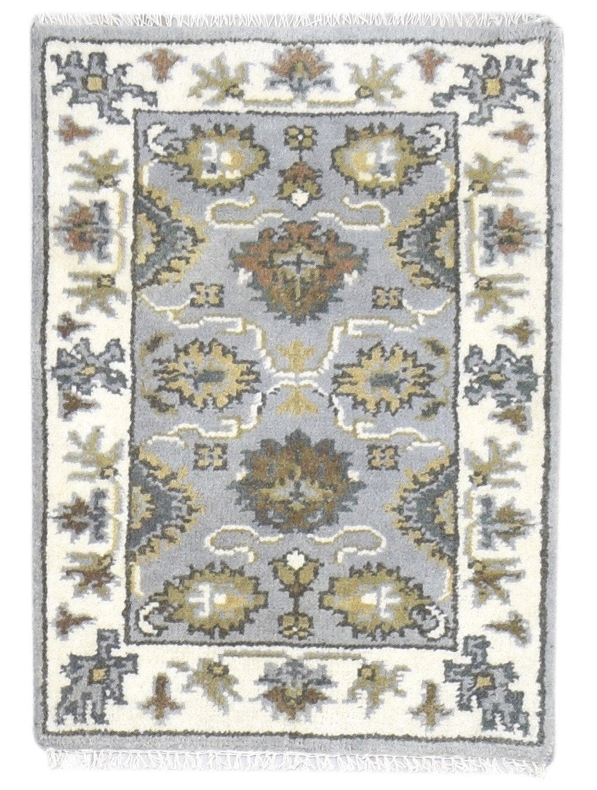 Wool Grey Rug 2' X 3' Persian Hand Knotted Oushak Oriental Small Carpet   7864191615125