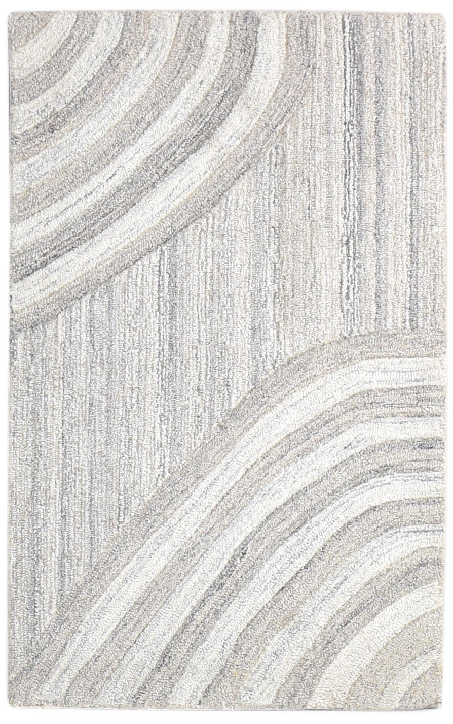 Wool Grey Rug 2' X 4' Modern Hand Tufted Scandinavian Nordic Small Carpet   7865079333013